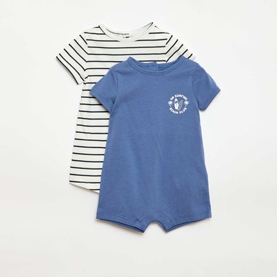 მოკლე ჯერსის ტანსაცმლის 2 შეკვრა ლურჯი