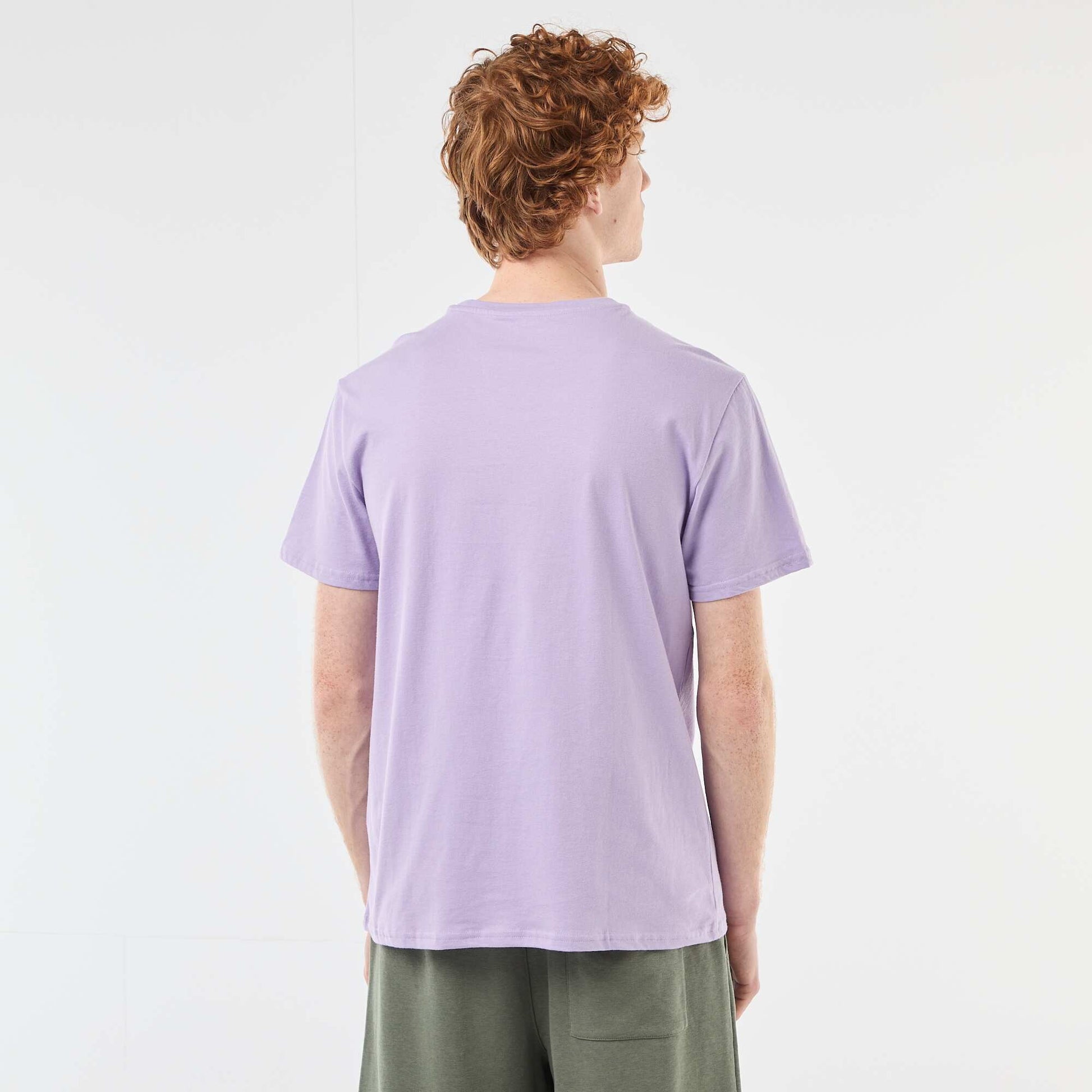 Printed Cotton Crew Neck T-Shirt PURPLE