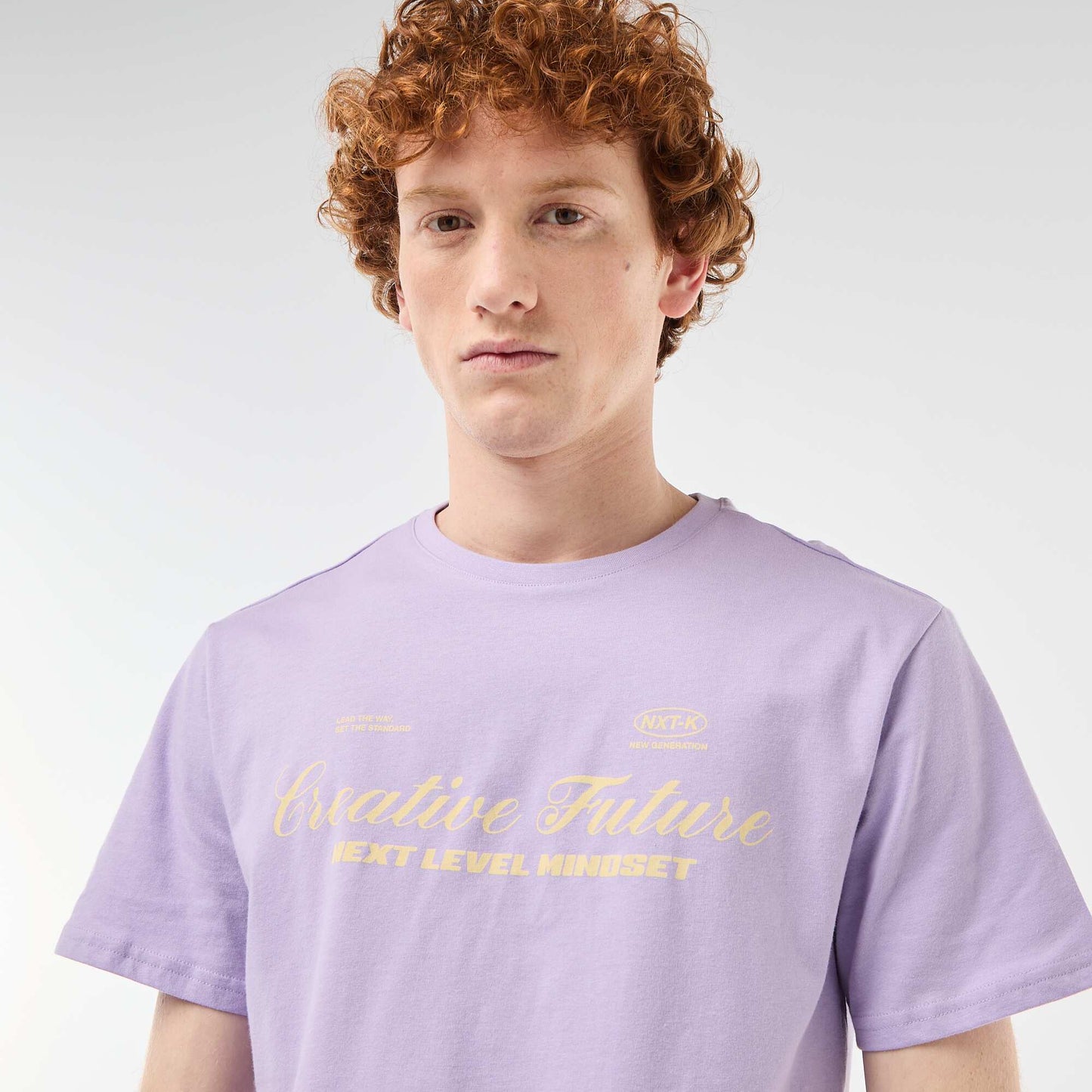 Printed Cotton Crew Neck T-Shirt PURPLE