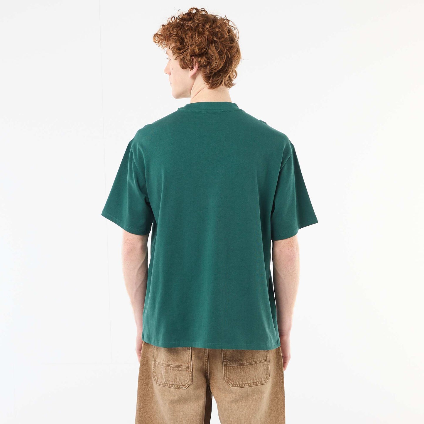 Crew Neck T-Shirt with Contrast Embroidery GREEN