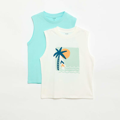 Pack of 2 round-neck tank tops WHITE