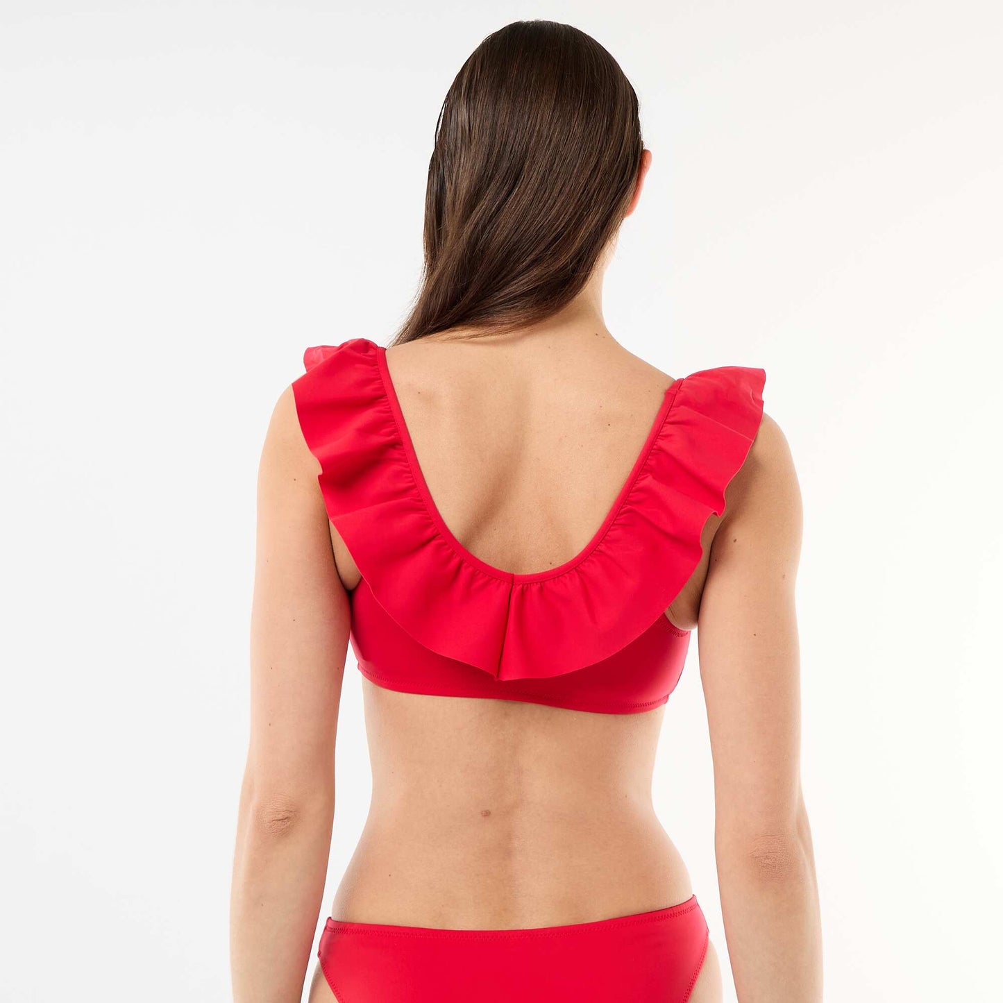 Soft Microfiber Ruffled Swimsuit Top RED
