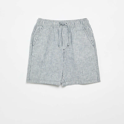 Lightweight Striped Linen Blend Shorts BLUE