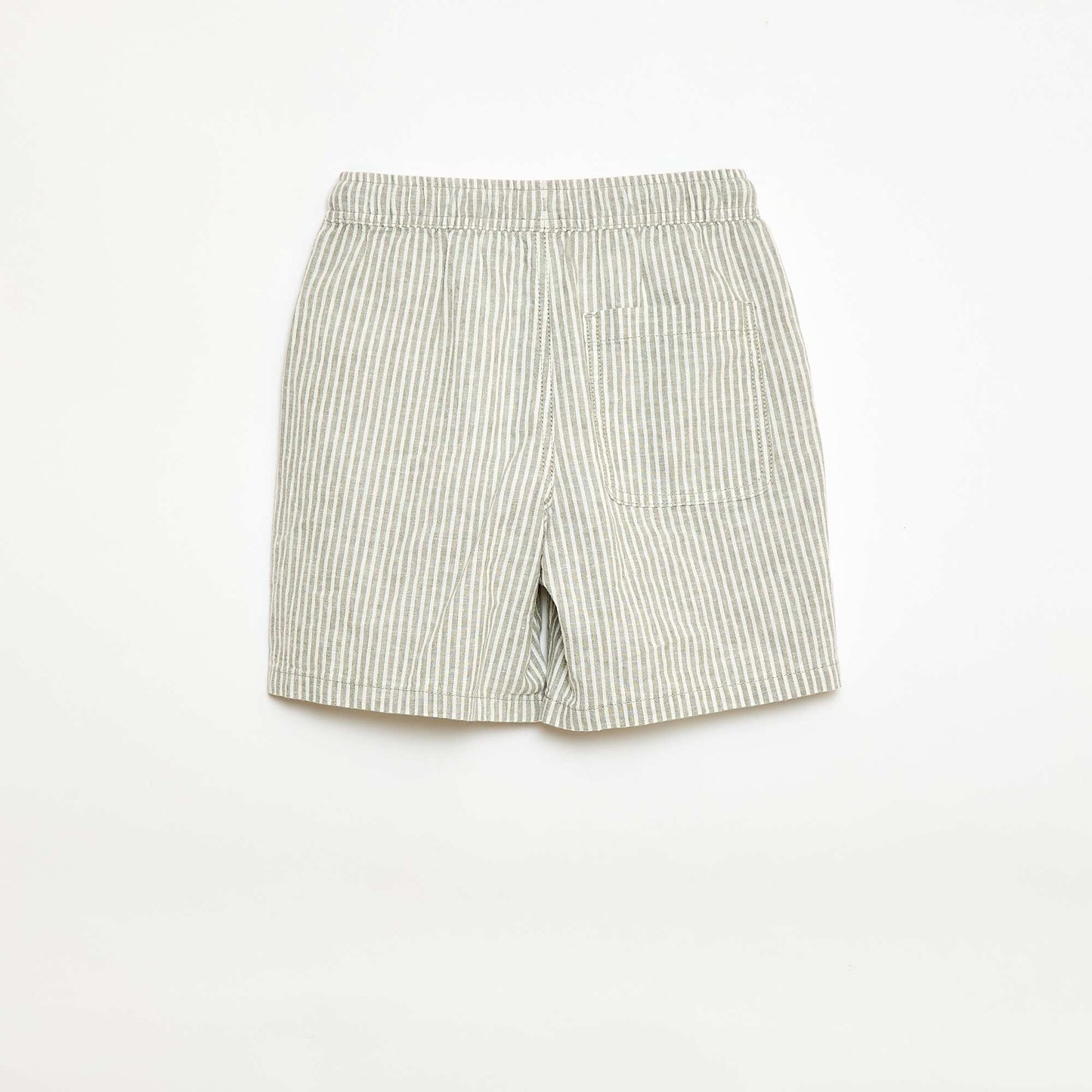 Lightweight Striped Linen Blend Shorts KHAKI