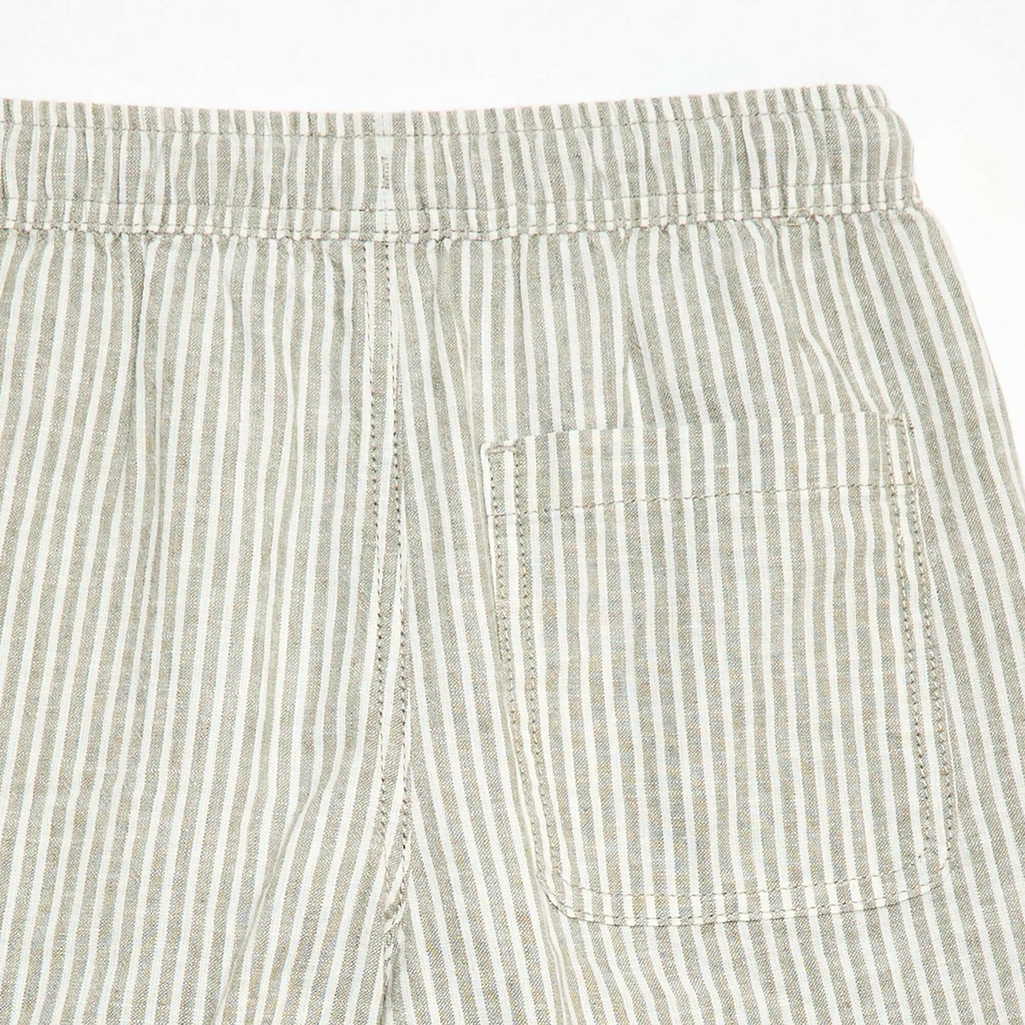 Lightweight Striped Linen Blend Shorts KHAKI