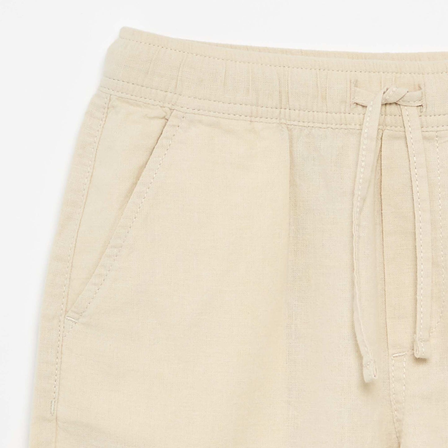 Lightweight Striped Linen Blend Shorts BEIGE