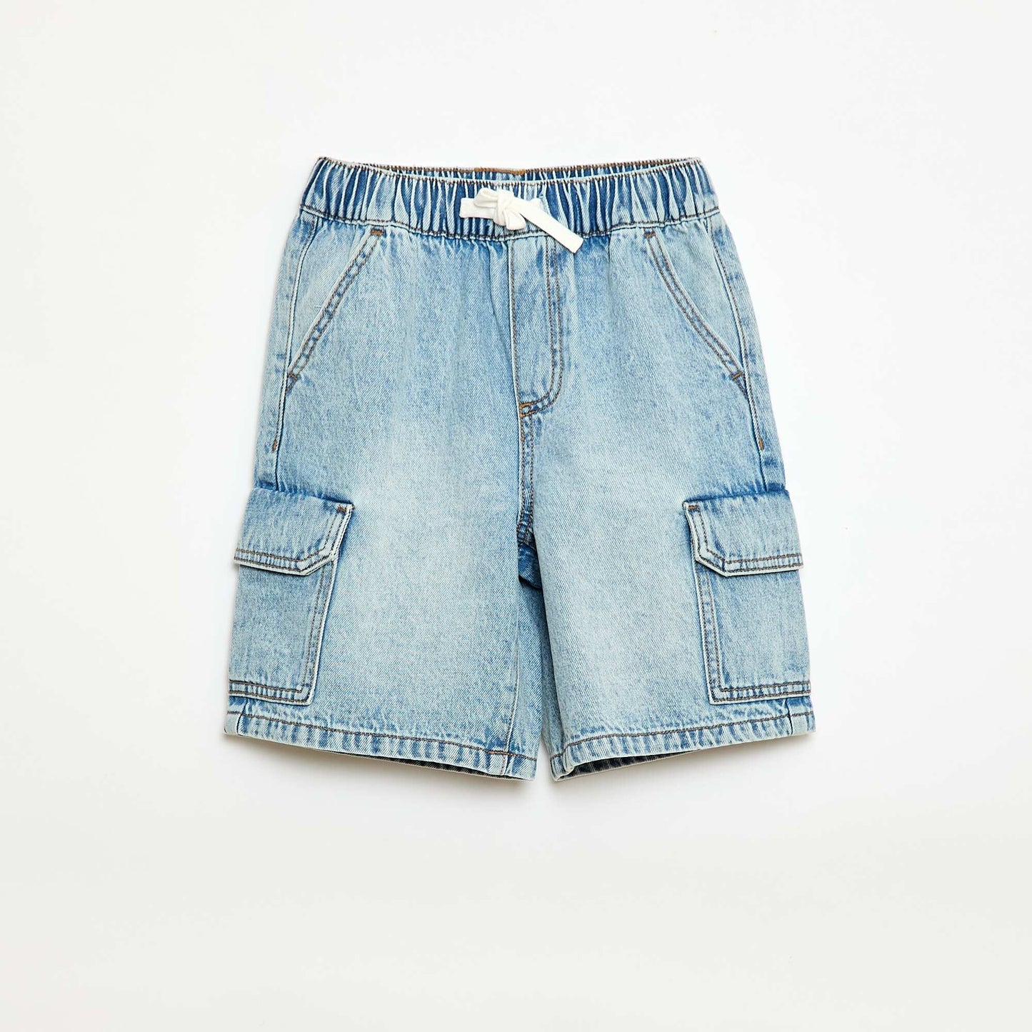 Multi-Pocket Denim Bermuda Shorts BLUE