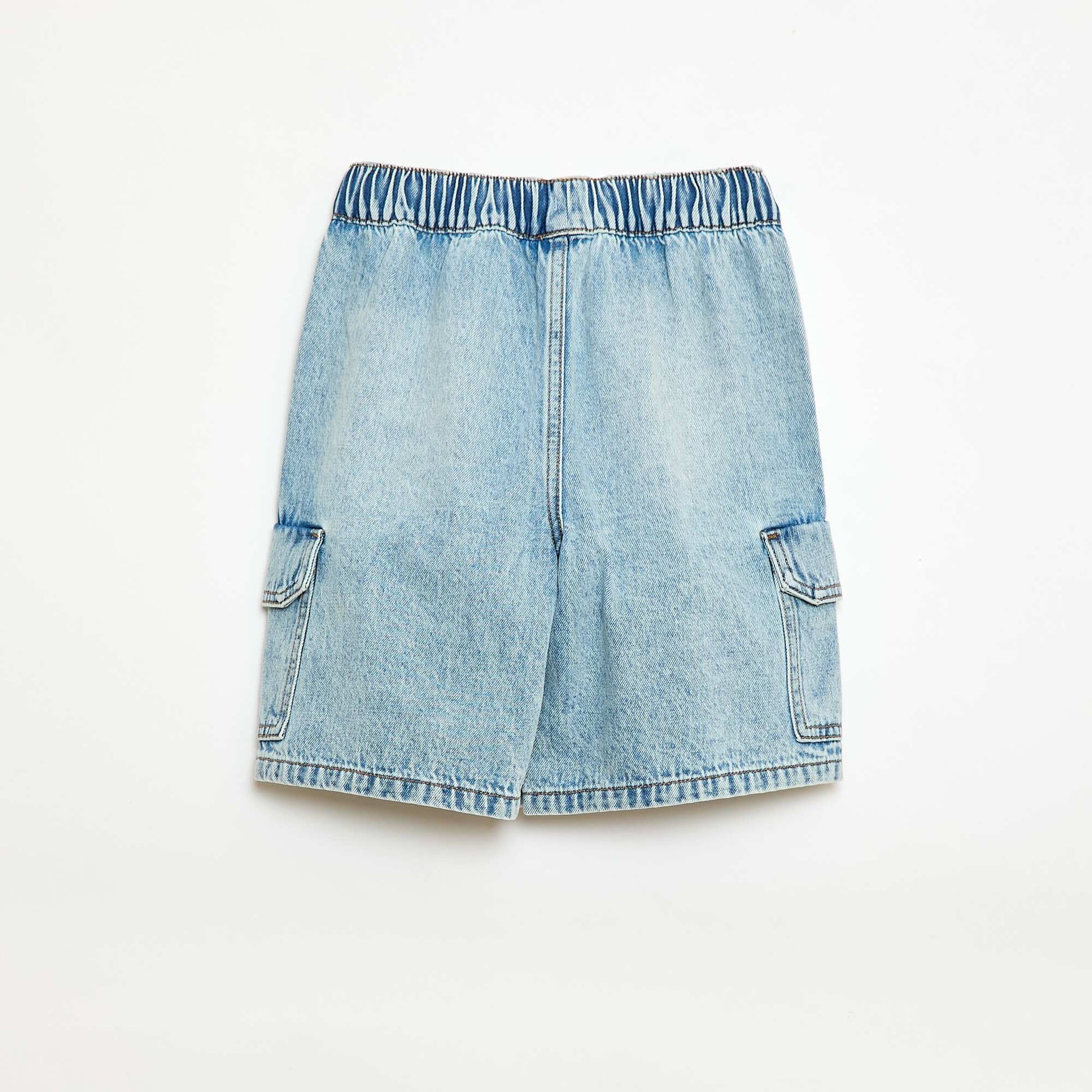 Multi-Pocket Denim Bermuda Shorts BLUE