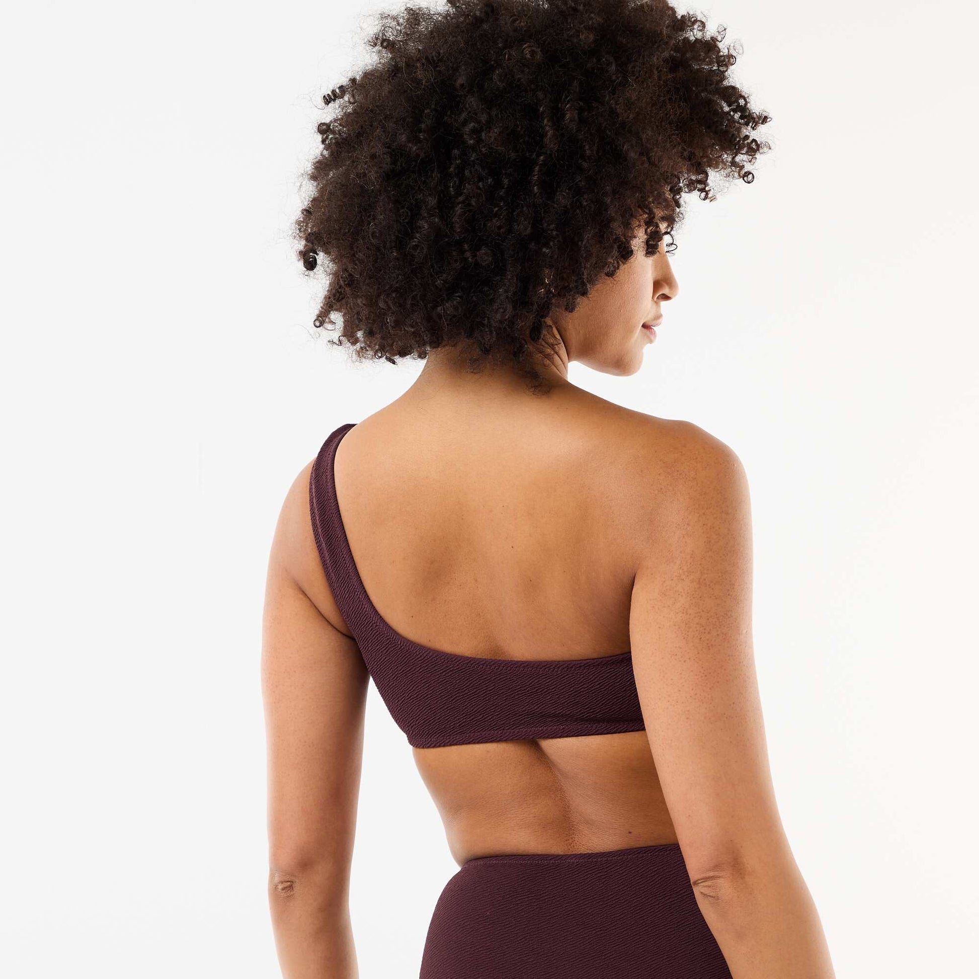 Asymmetric Swim Bra with Gold-Tone Detail PURPLE