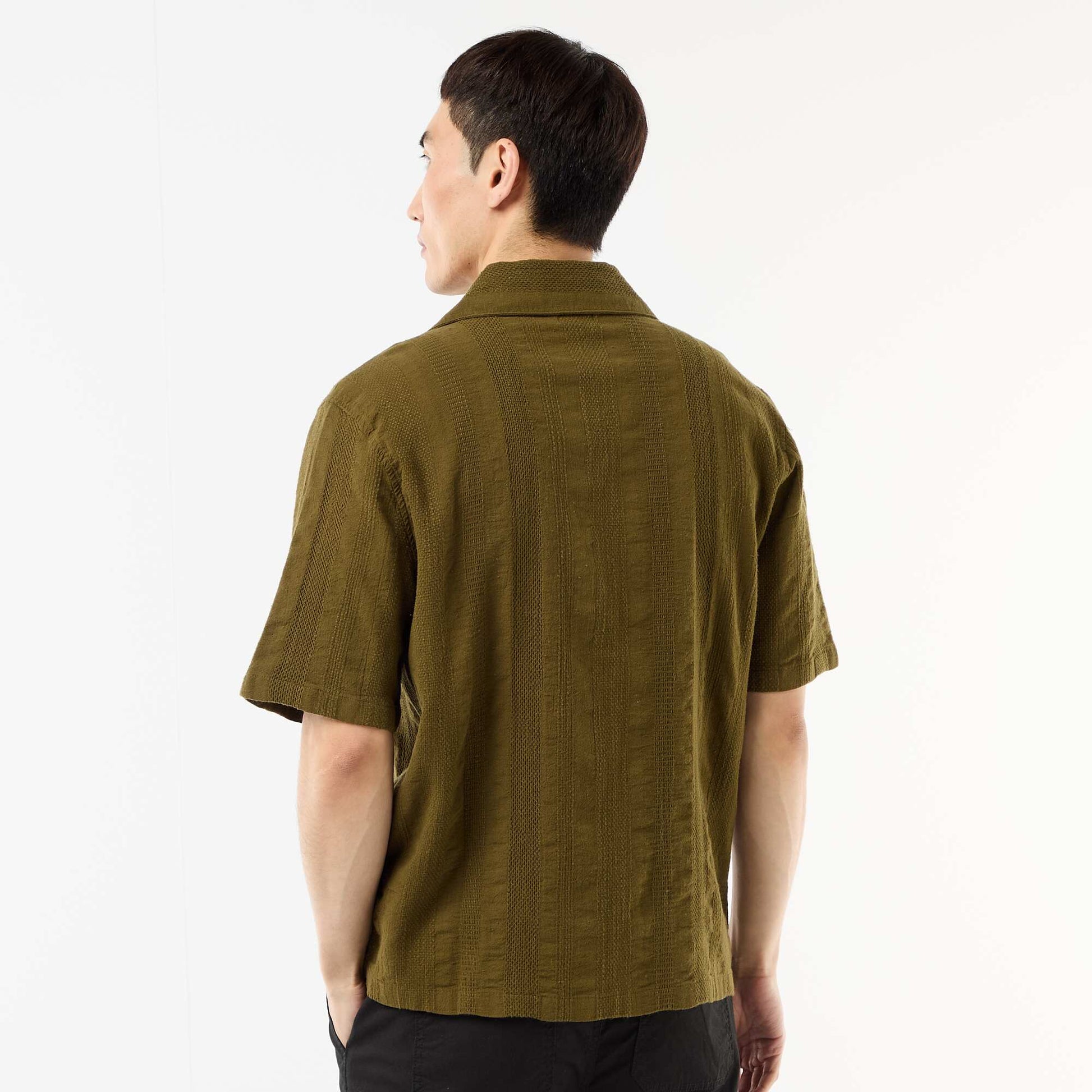 Short-Sleeved Fancy Knit Shirt GREEN