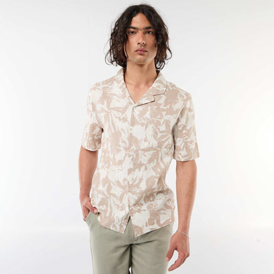 Short-Sleeved Linen Blend Shirt WHITE