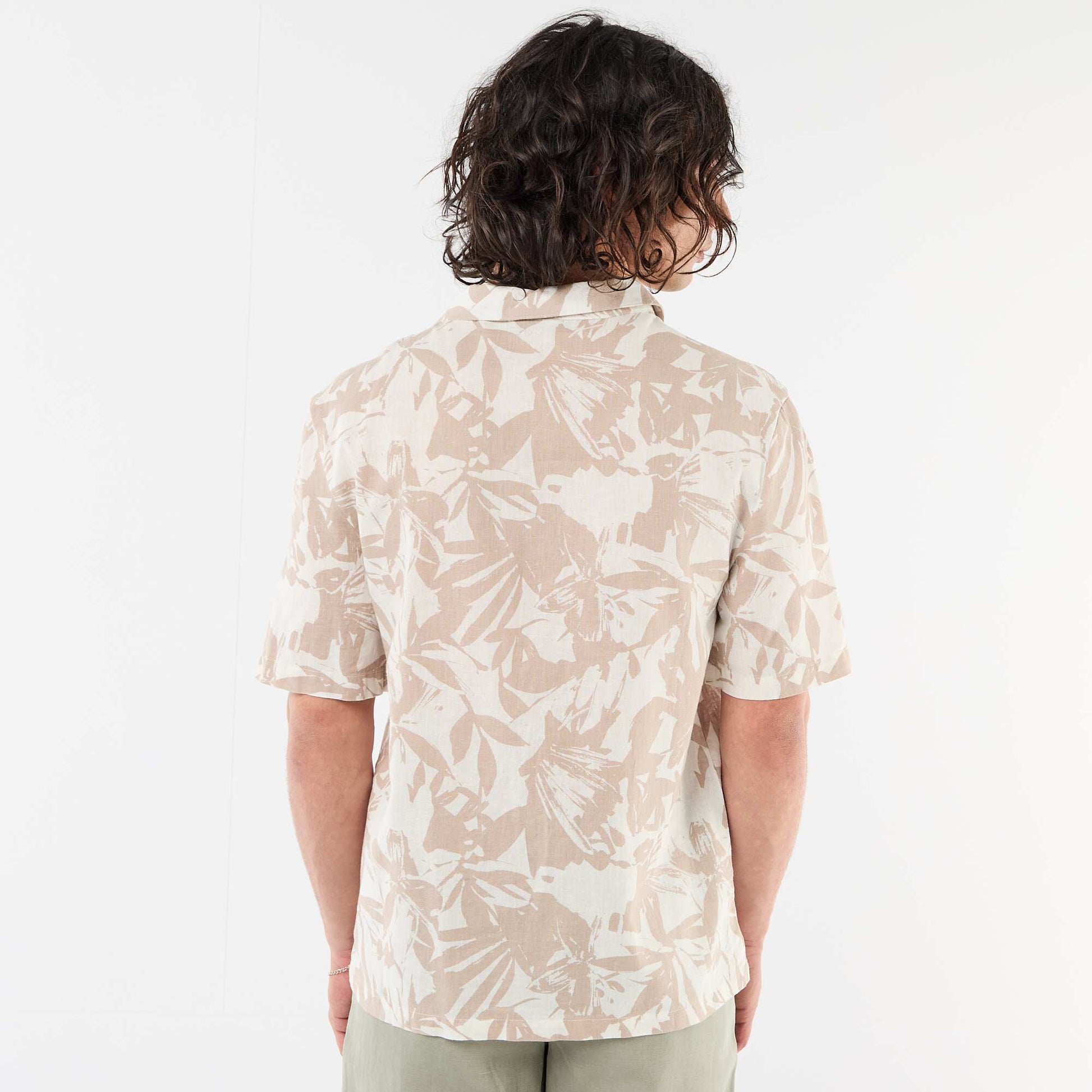 Short-Sleeved Linen Blend Shirt WHITE