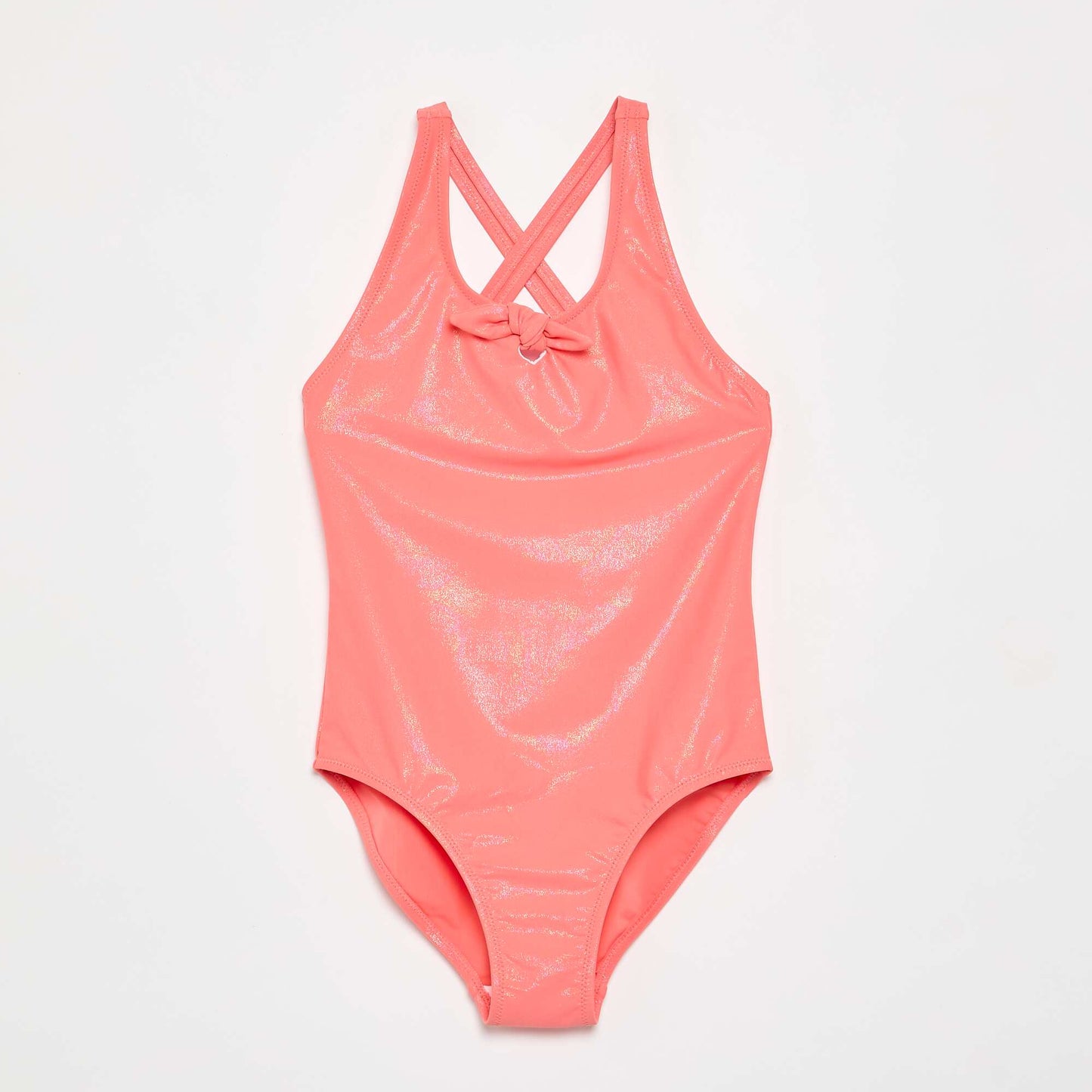 One-piece swimsuit with shiny fabric ORANGE