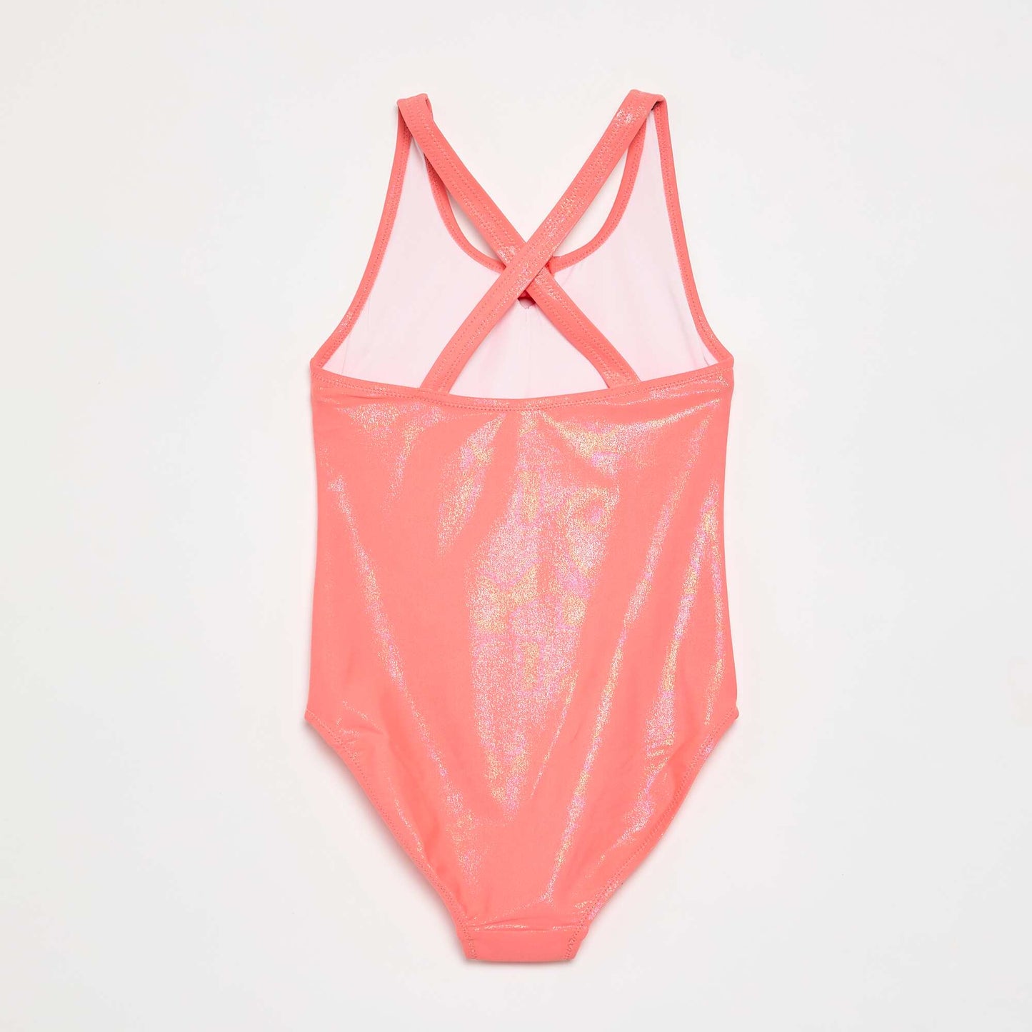 One-piece swimsuit with shiny fabric ORANGE