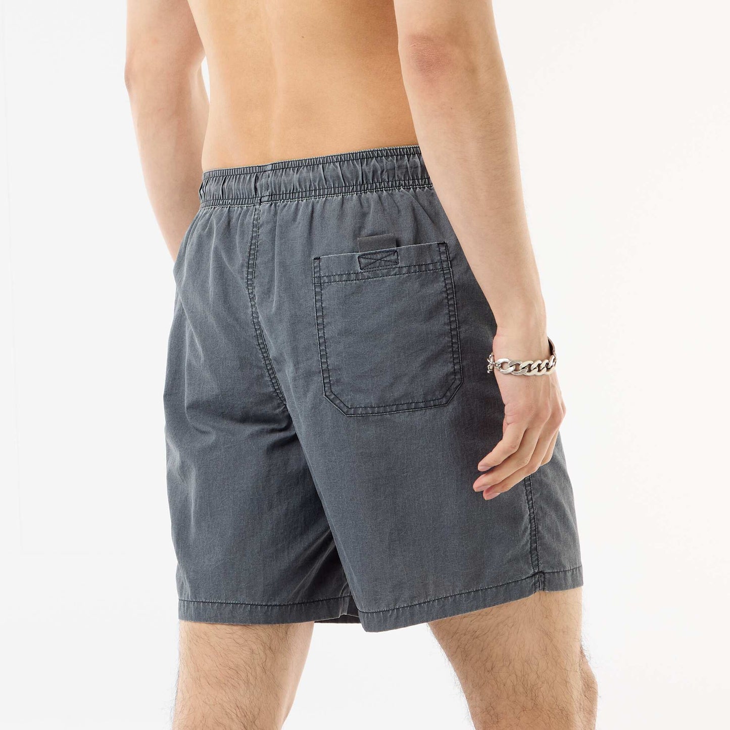 Solid Swim Shorts with Pockets BLACK