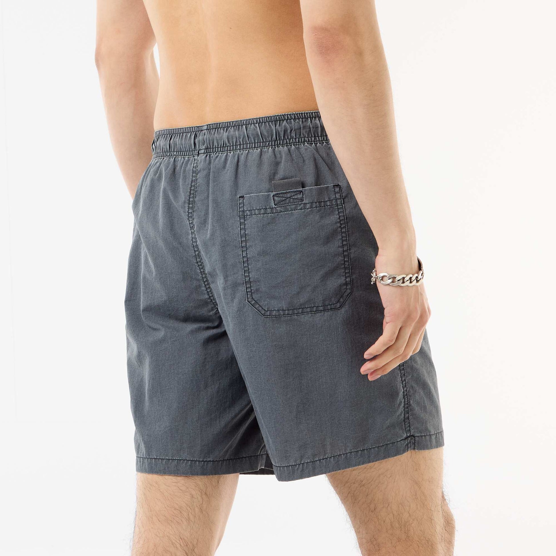 Solid Swim Shorts with Pockets BLACK
