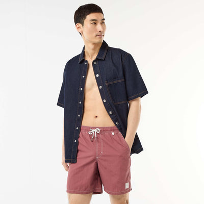 Solid Swim Shorts with Pockets RED