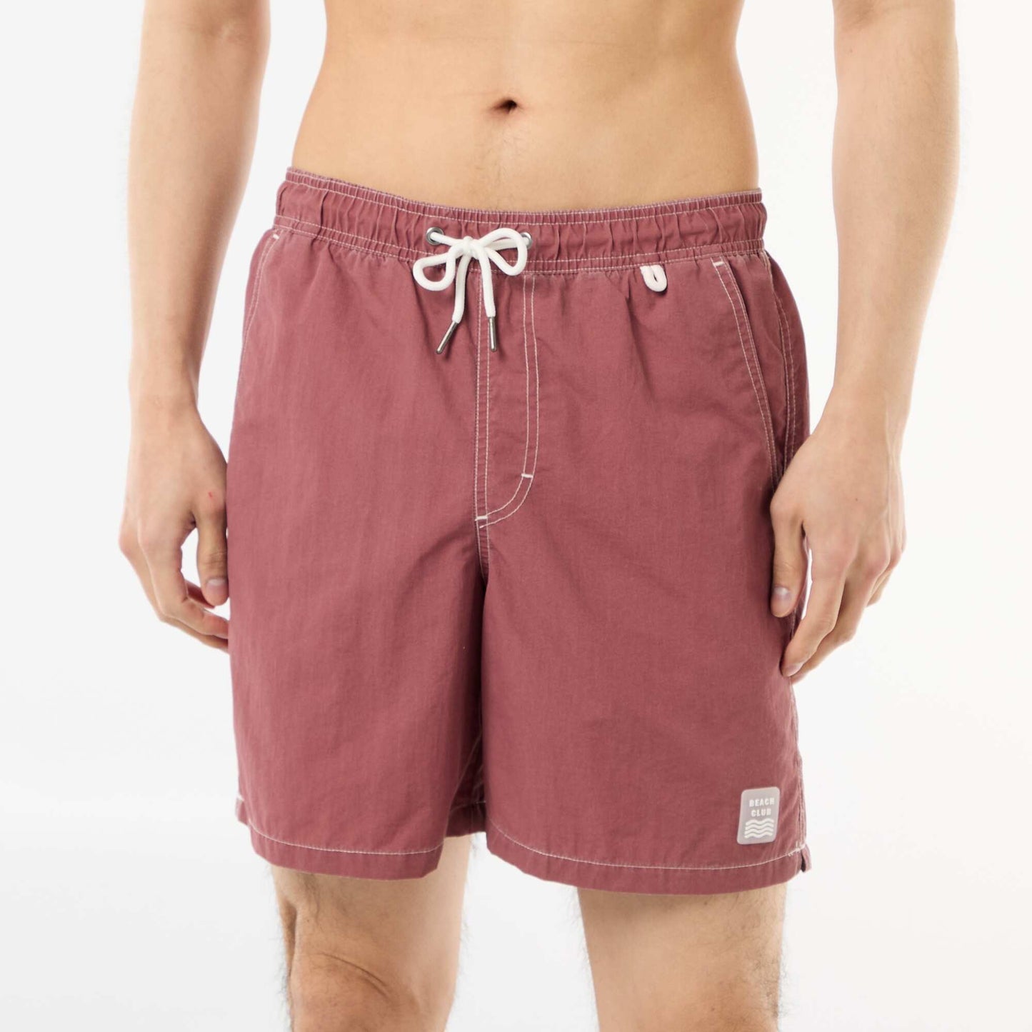 Solid Swim Shorts with Pockets RED