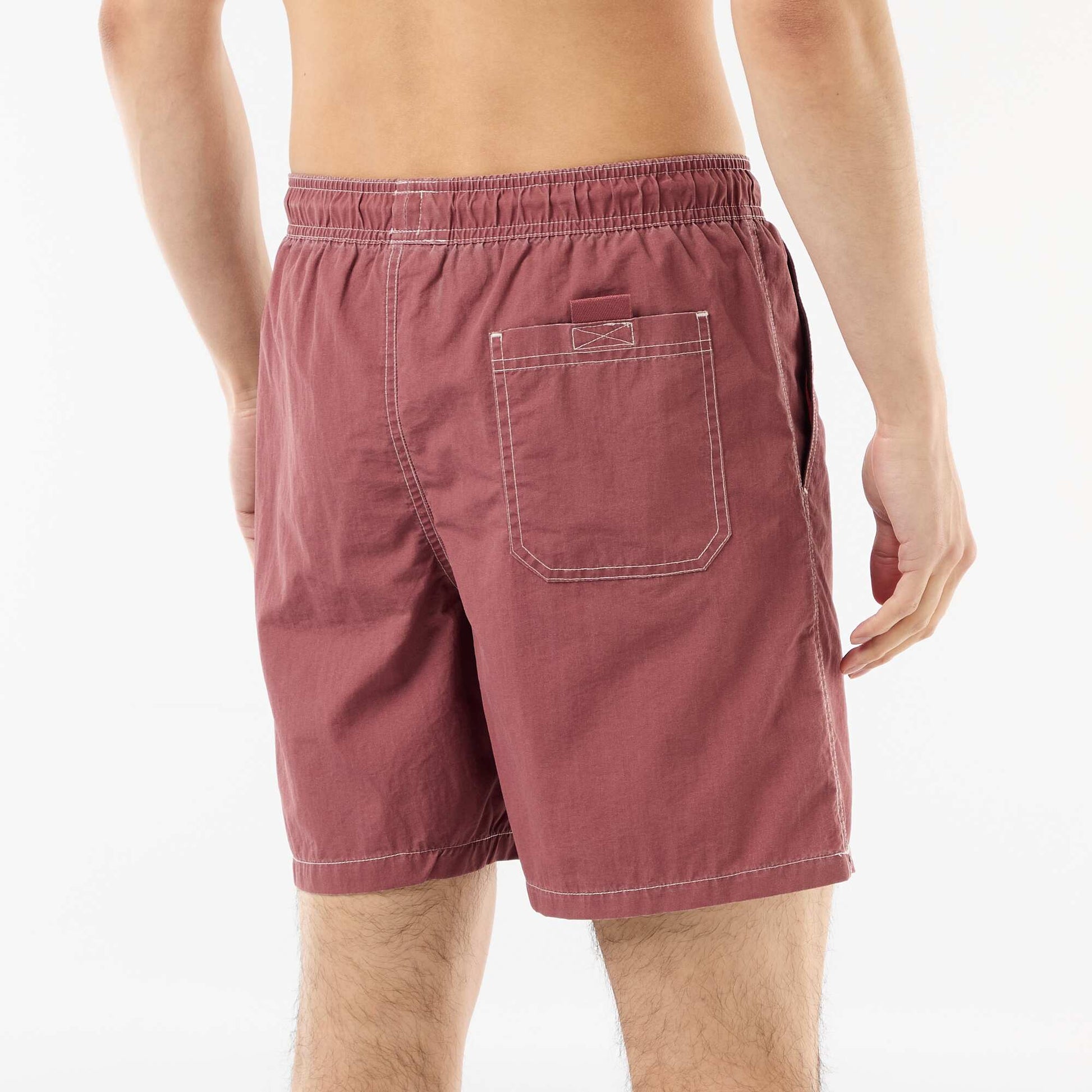 Solid Swim Shorts with Pockets RED