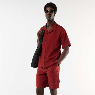 Solid Heavyweight Knit Bermuda RED
