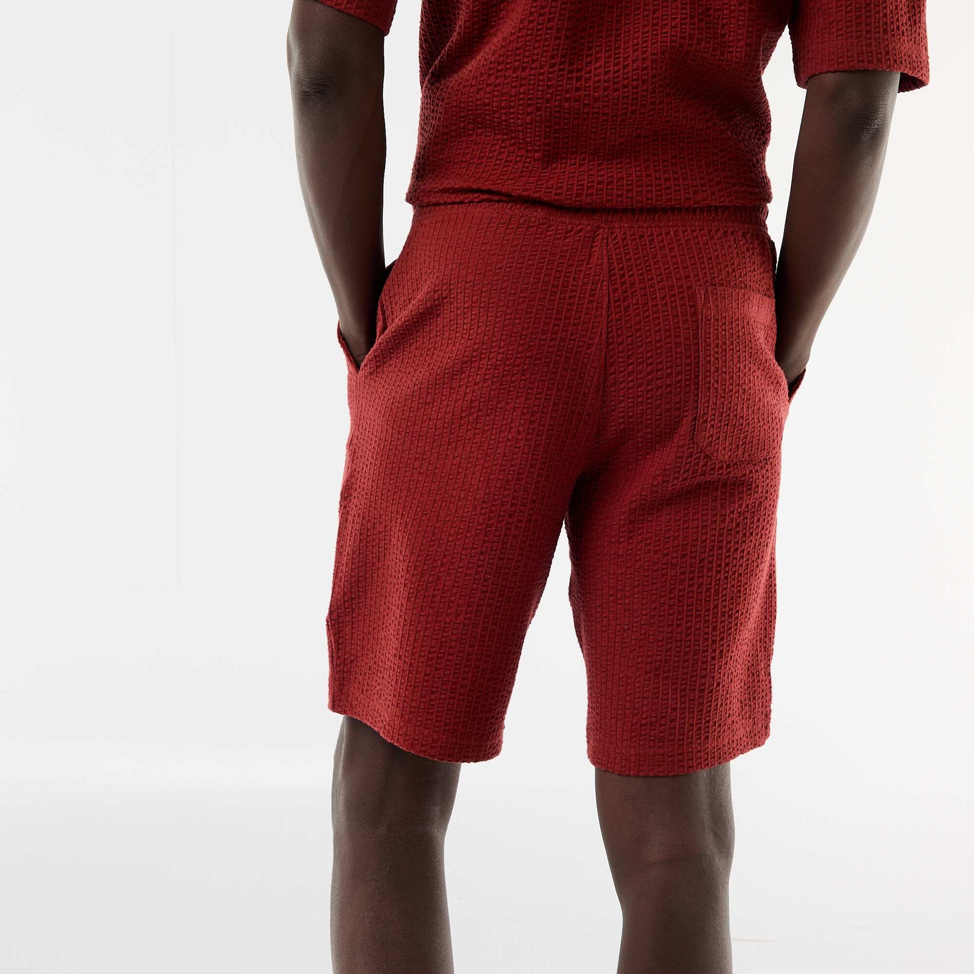 Solid Heavyweight Knit Bermuda RED