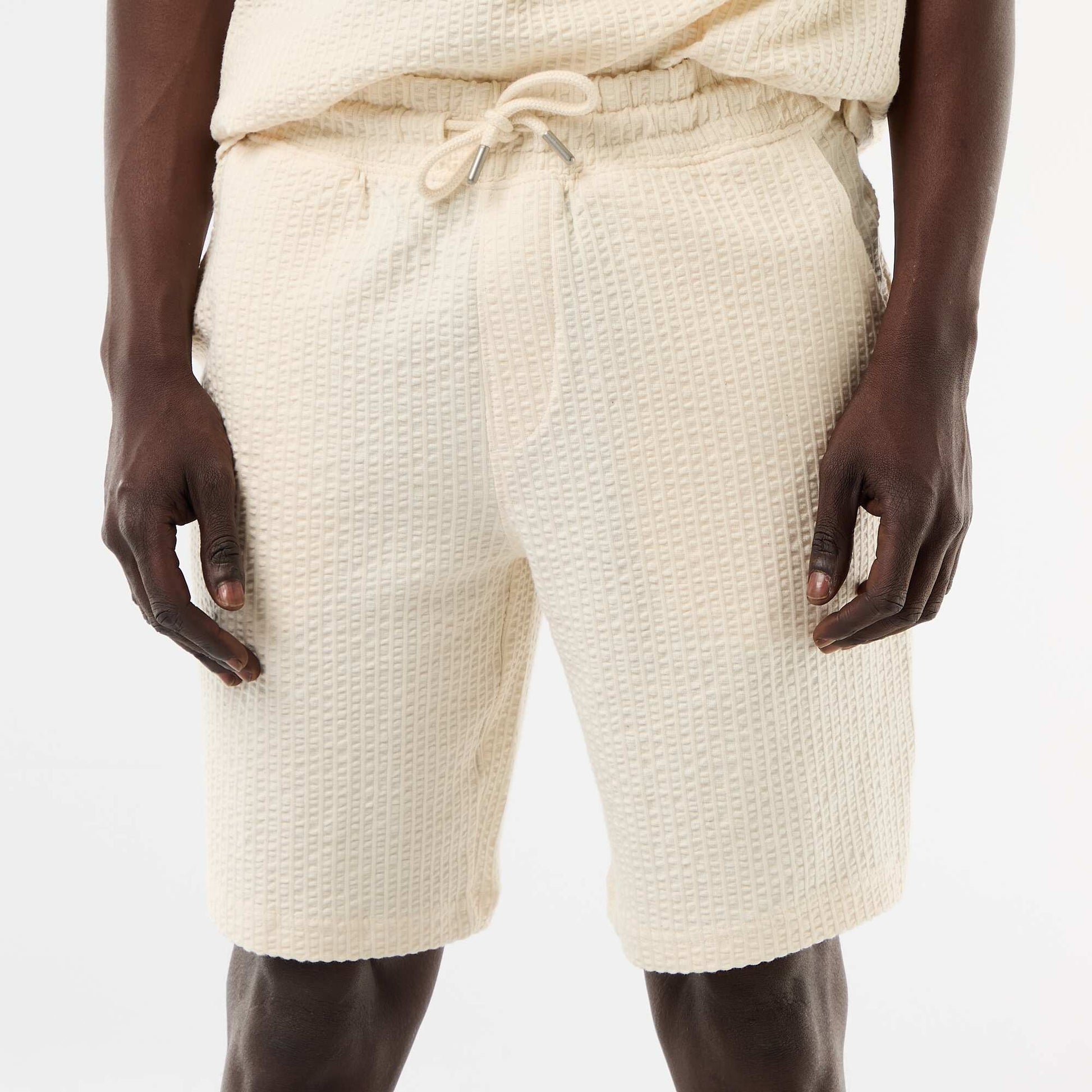 Solid Heavyweight Knit Bermuda WHITE