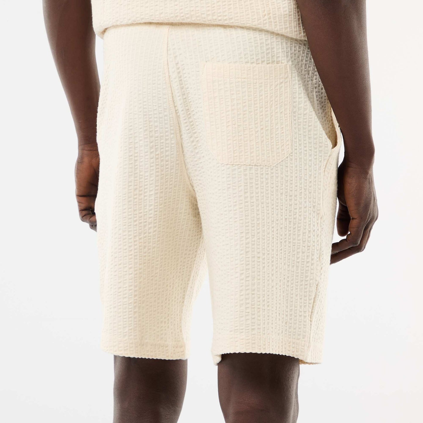 Solid Heavyweight Knit Bermuda WHITE