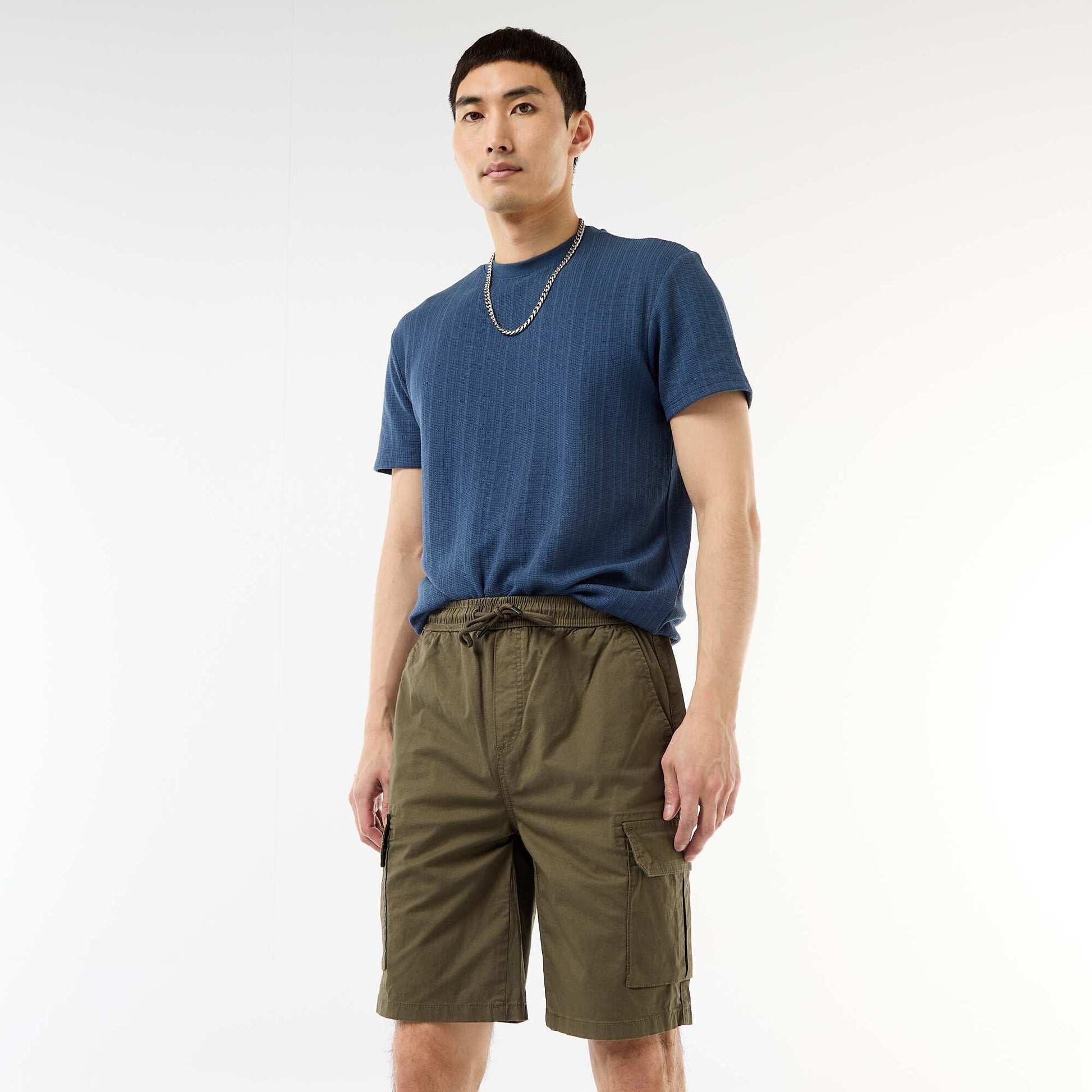 Poplin Chino Bermuda Shorts with Flap Pockets KHAKI
