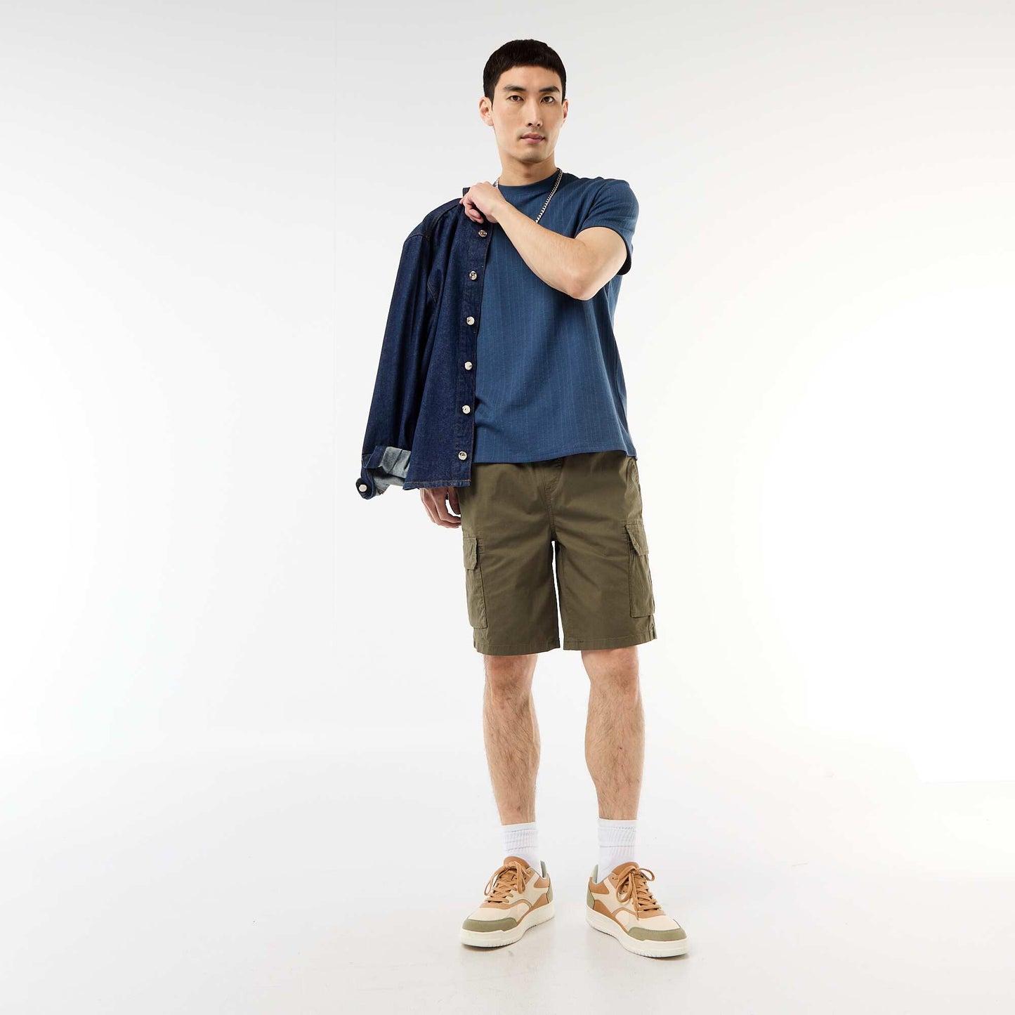 Poplin Chino Bermuda Shorts with Flap Pockets KHAKI