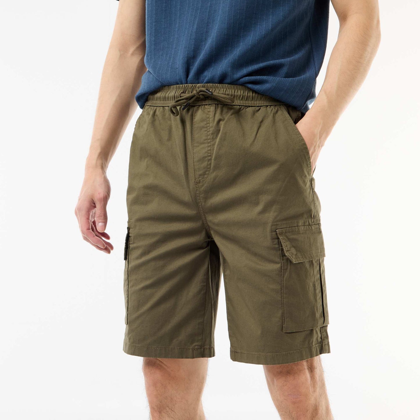 Poplin Chino Bermuda Shorts with Flap Pockets KHAKI