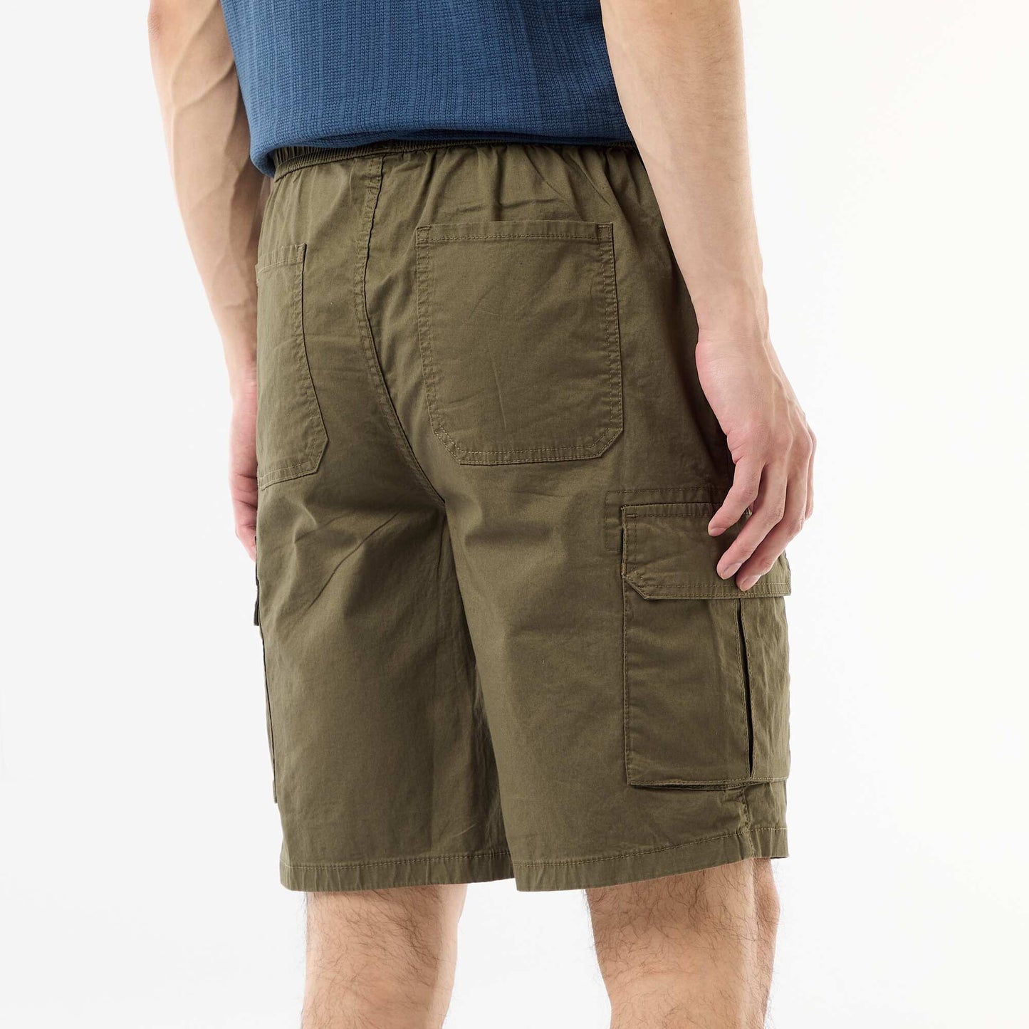Poplin Chino Bermuda Shorts with Flap Pockets KHAKI