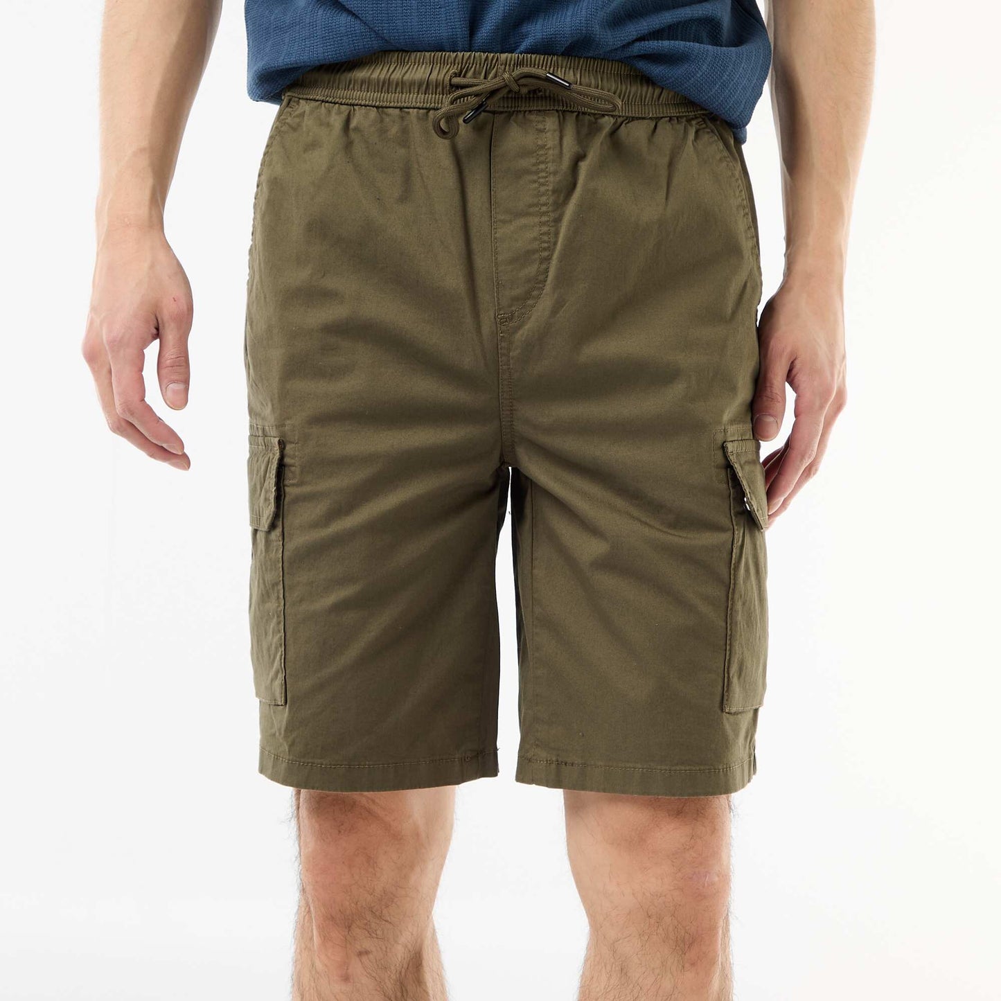 Poplin Chino Bermuda Shorts with Flap Pockets KHAKI