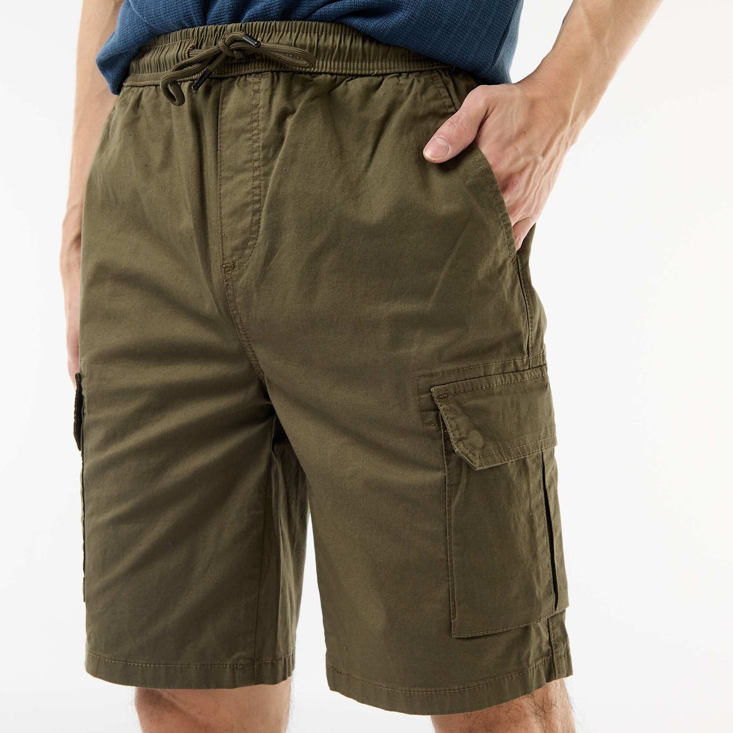 Poplin Chino Bermuda Shorts with Flap Pockets KHAKI