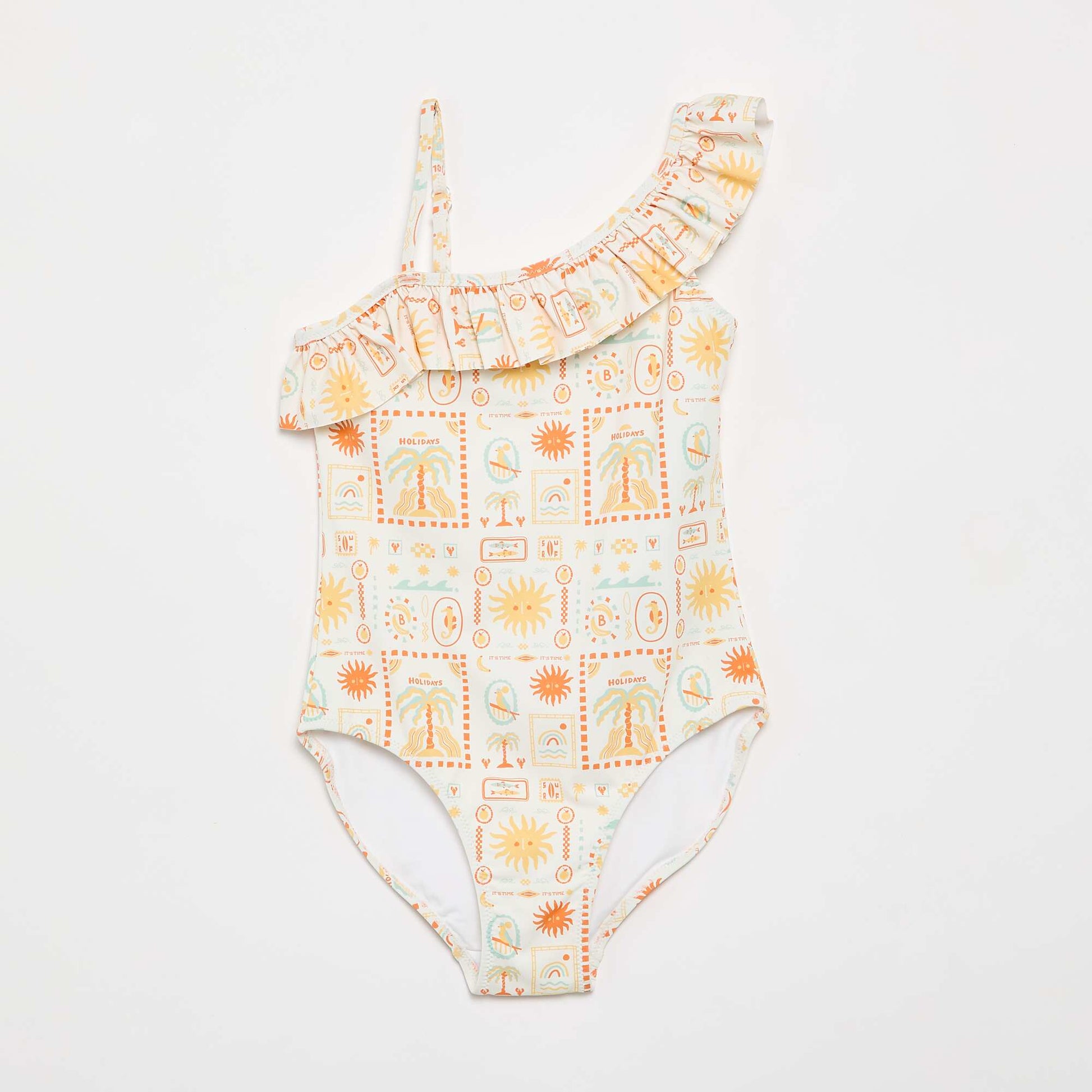 Ruffled One-Piece Swimsuit WHITE