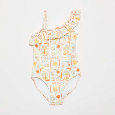 Ruffled One-Piece Swimsuit WHITE