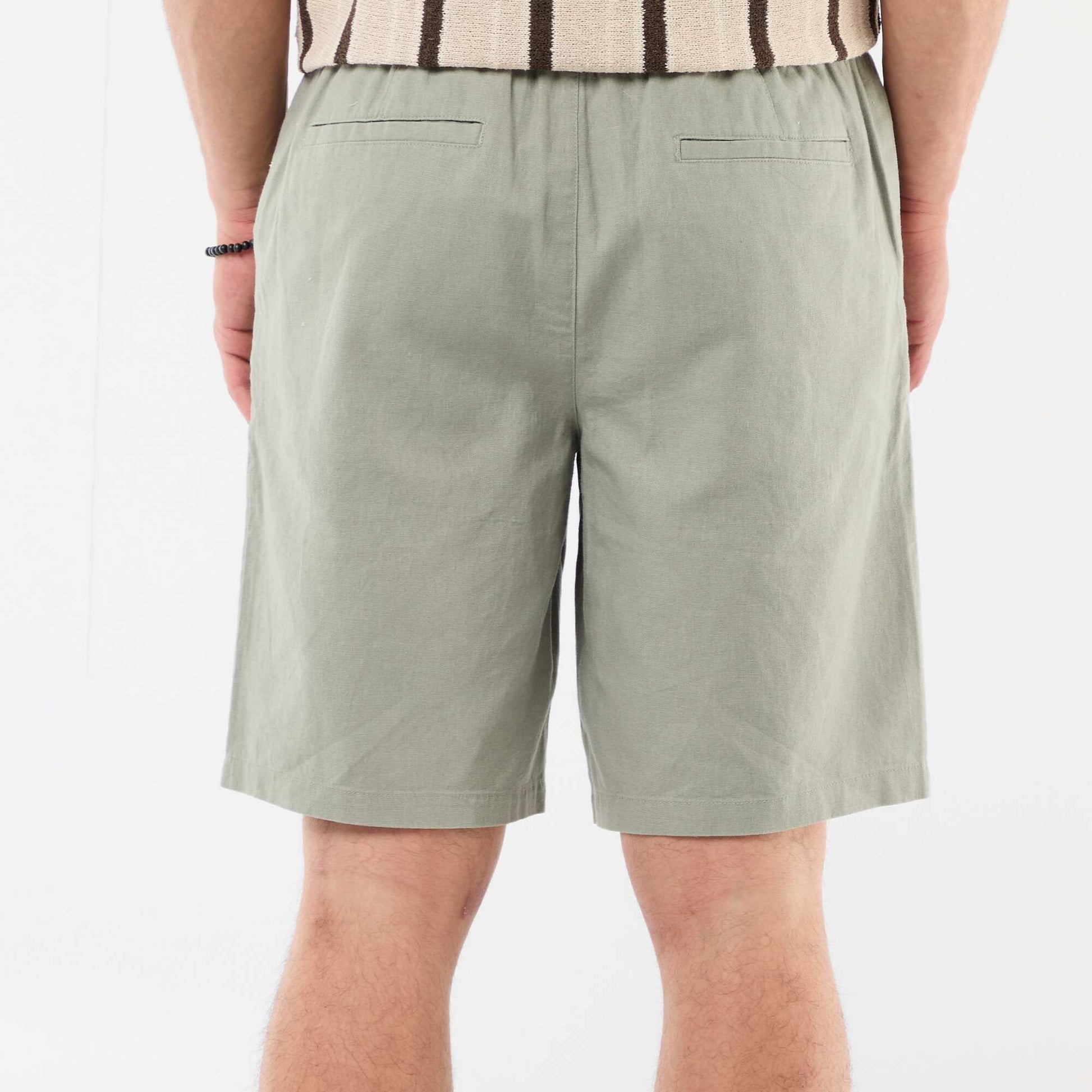 Linen-blend Bermuda Shorts GREEN