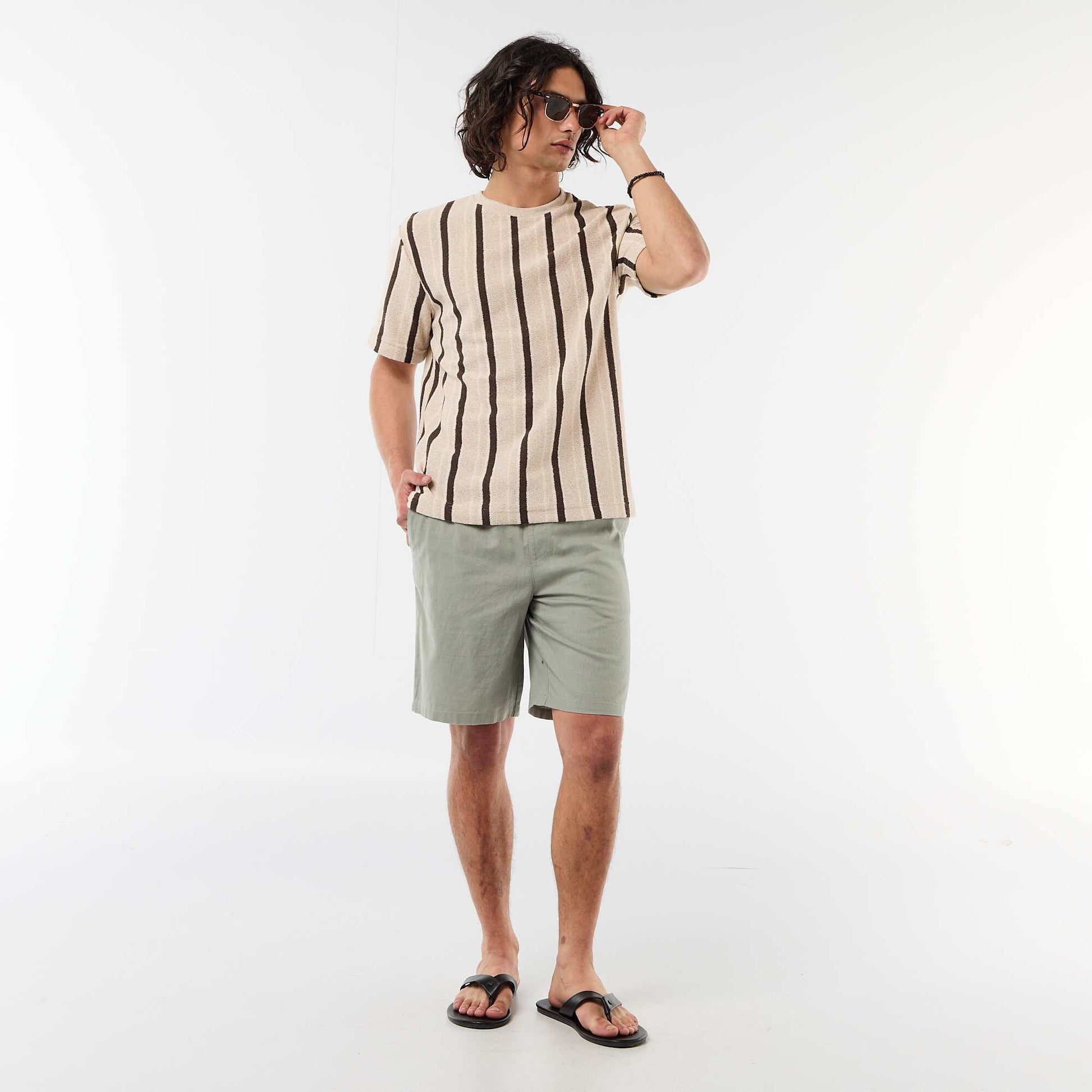 Linen-blend Bermuda Shorts GREEN