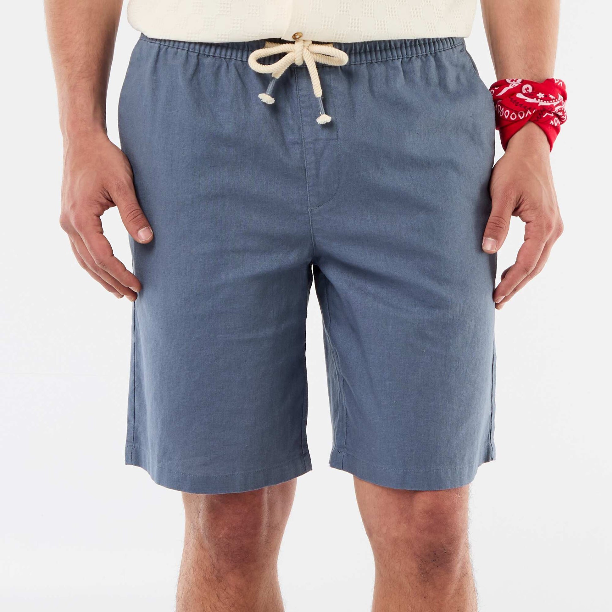 Linen-blend Bermuda Shorts GREY
