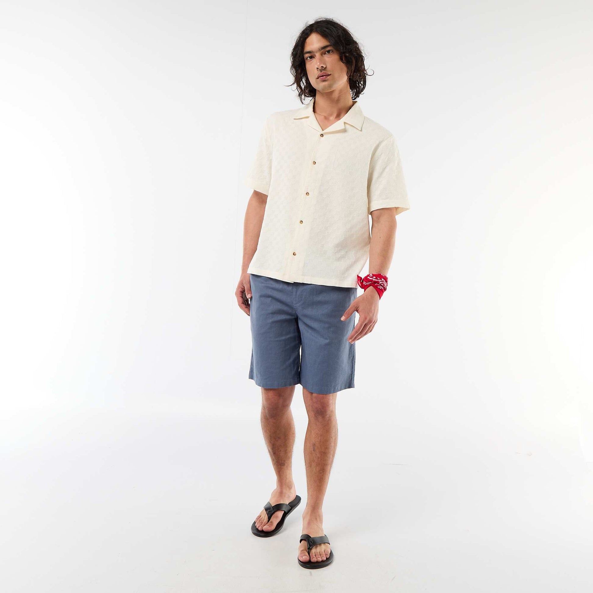 Linen-blend Bermuda Shorts GREY