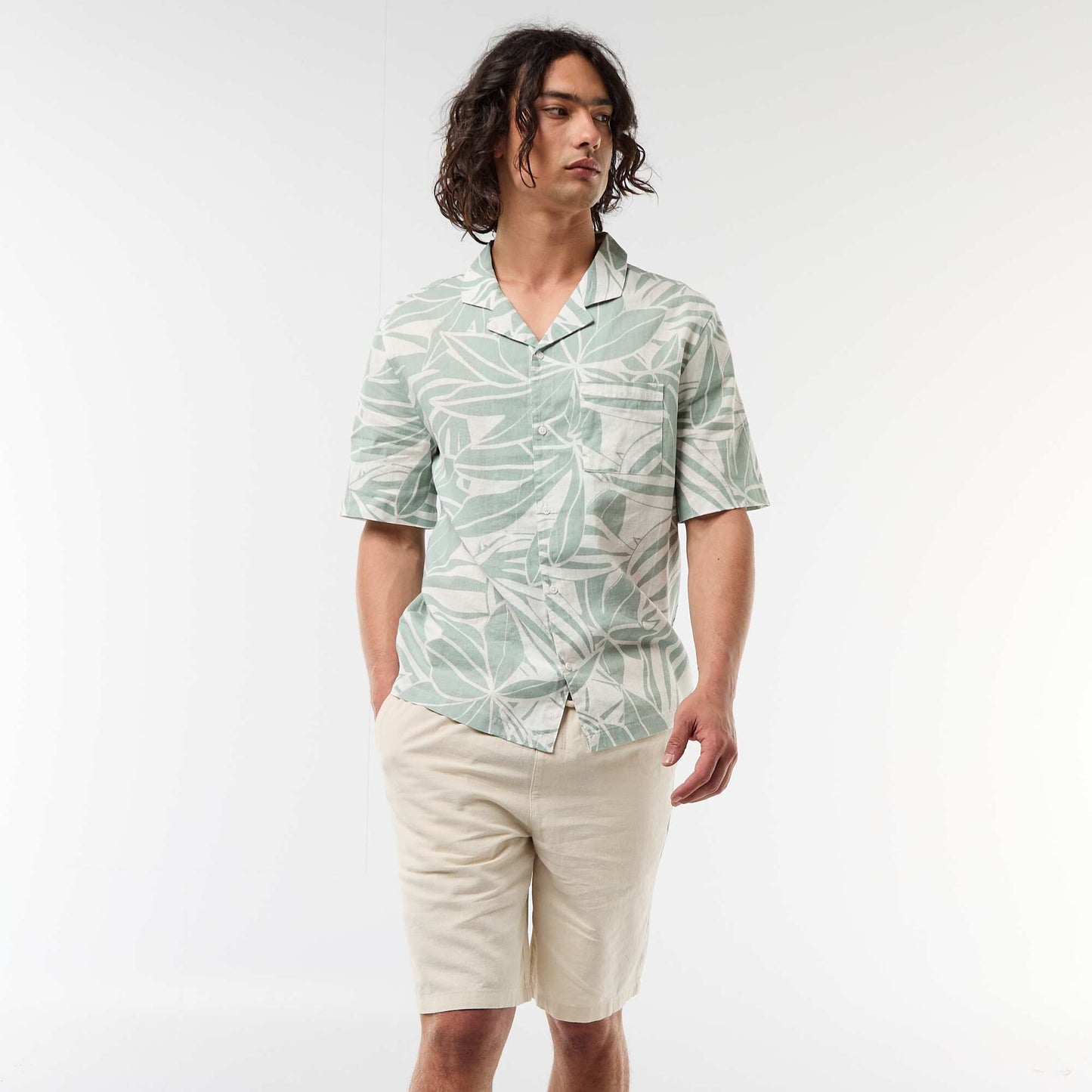 Linen-blend Bermuda Shorts BEIGE