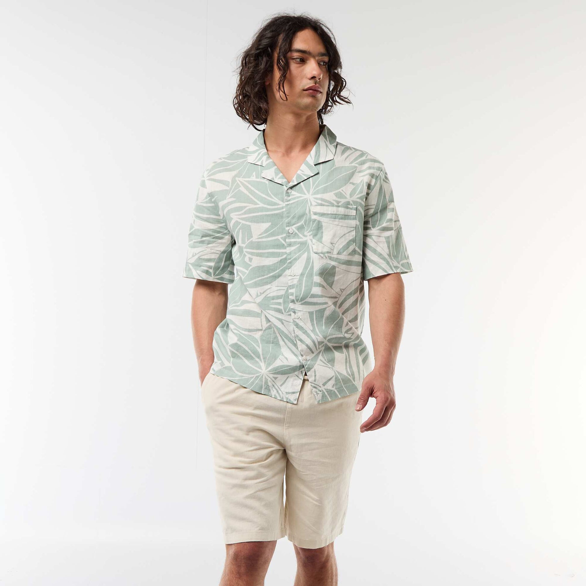 Linen-blend Bermuda Shorts BEIGE