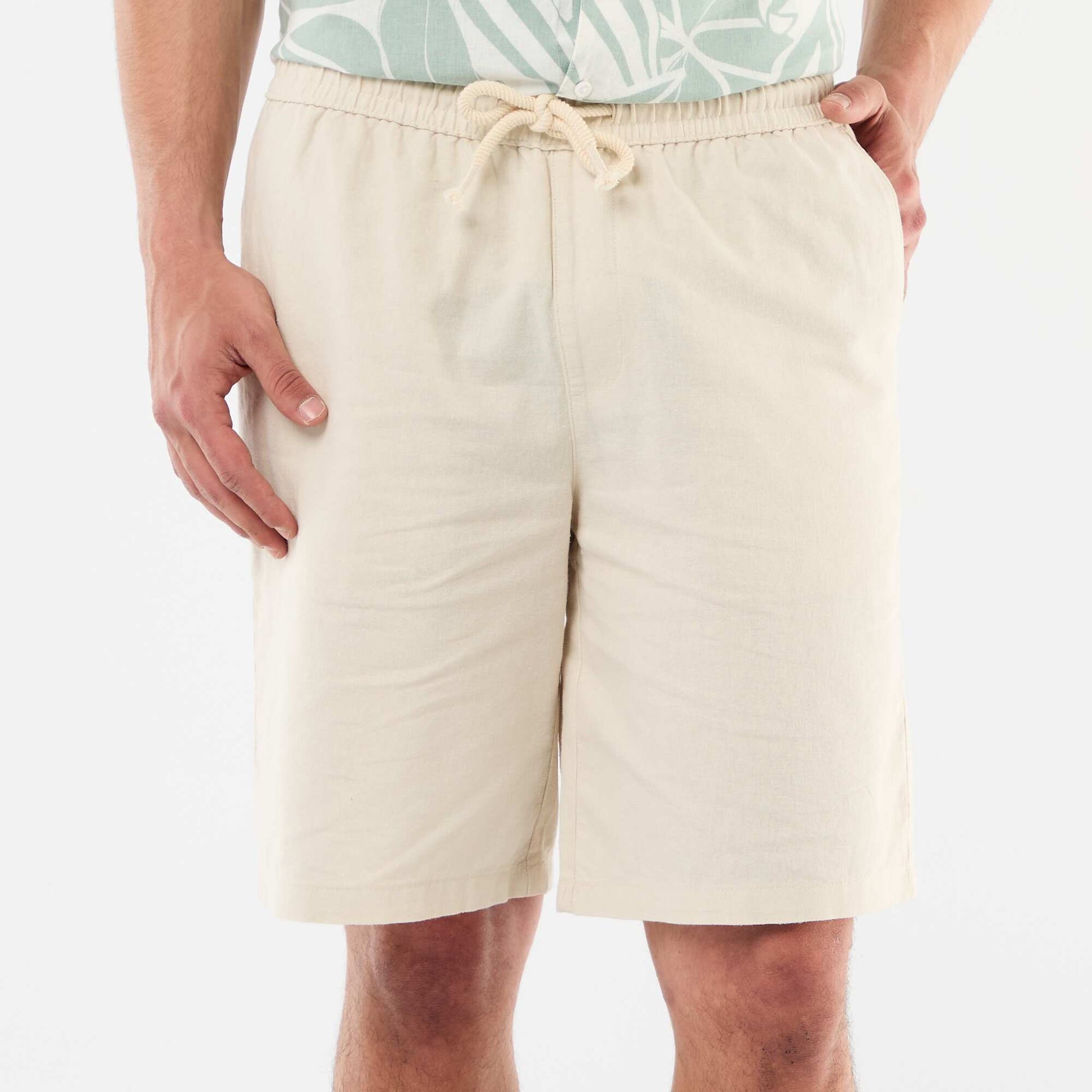 Linen-blend Bermuda Shorts BEIGE