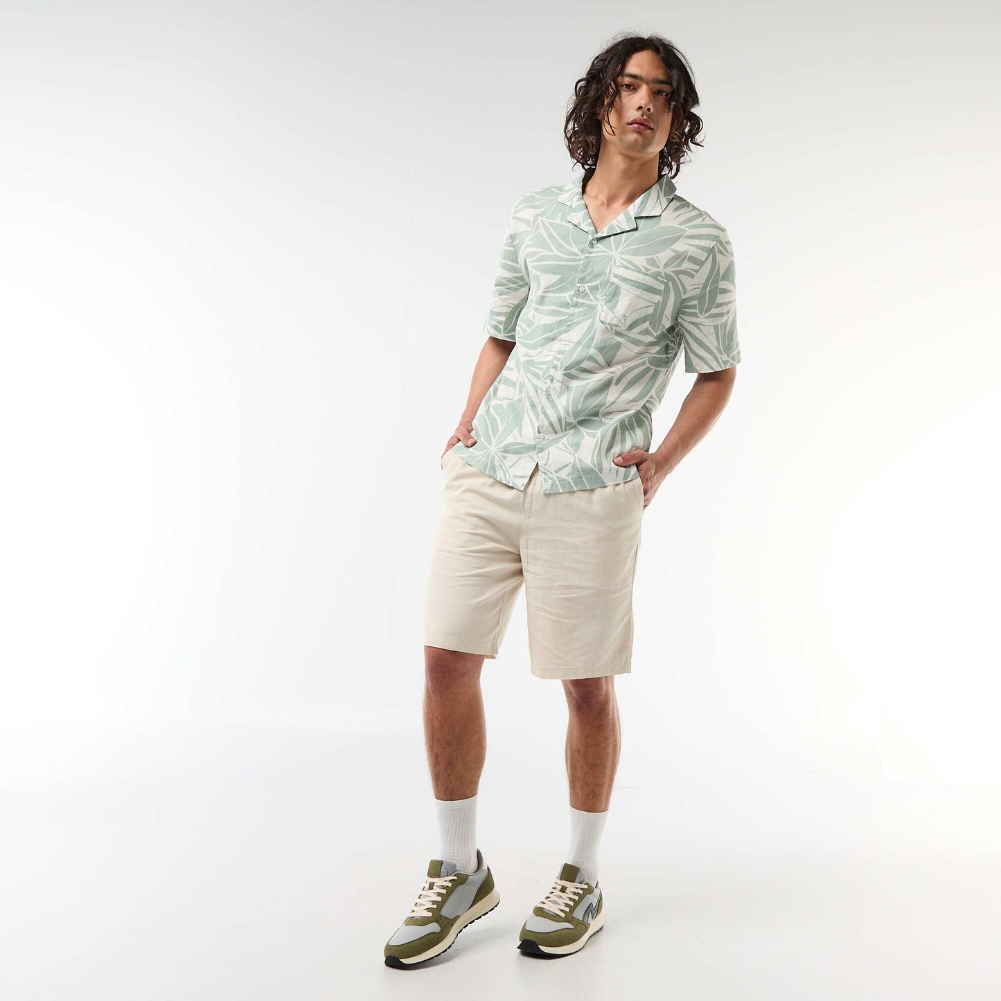 Linen-blend Bermuda Shorts BEIGE