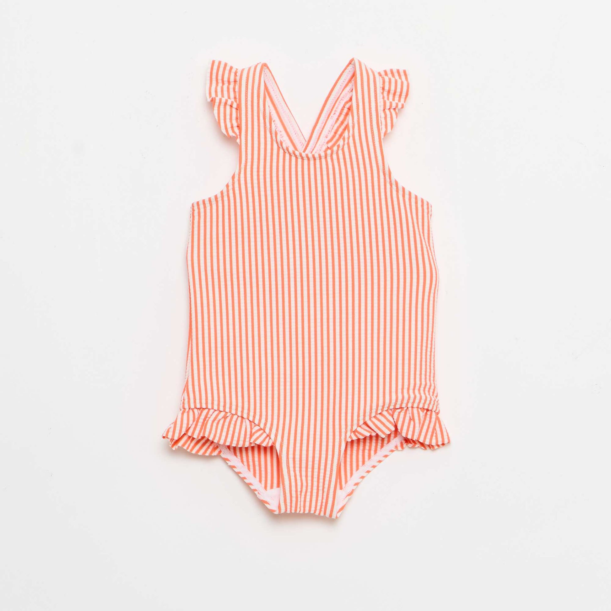 One-piece swimsuit with ruffles RED
