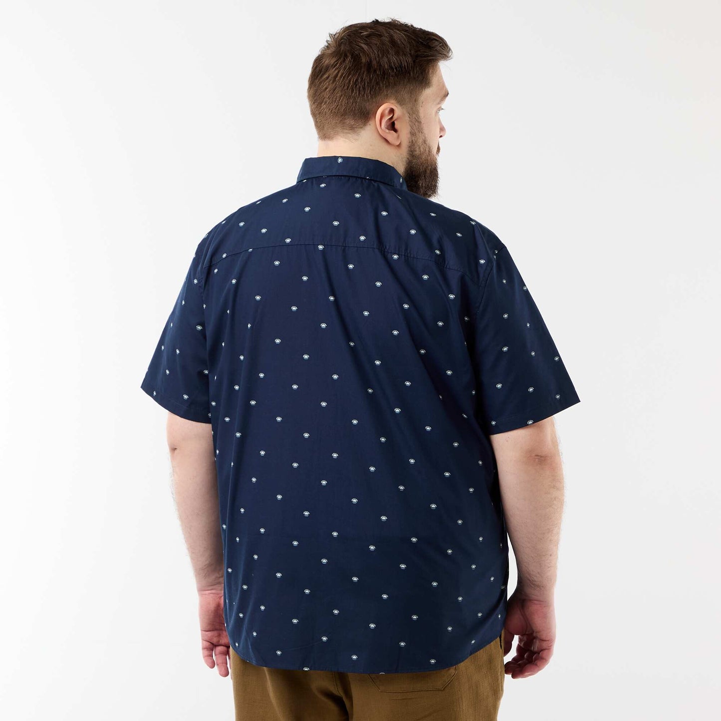 ორნამენტებიანი მოკლემკლავიანი პერანგი ლურჯი