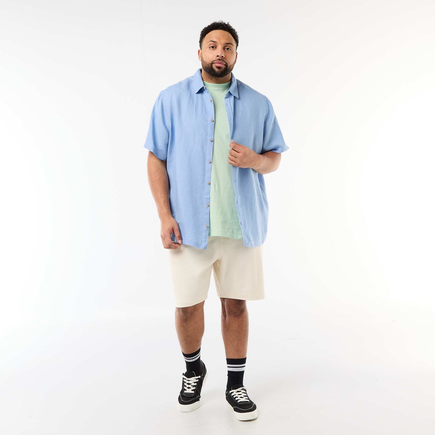 ტილო მოკლემკლავიანი პერანგი ლურჯი