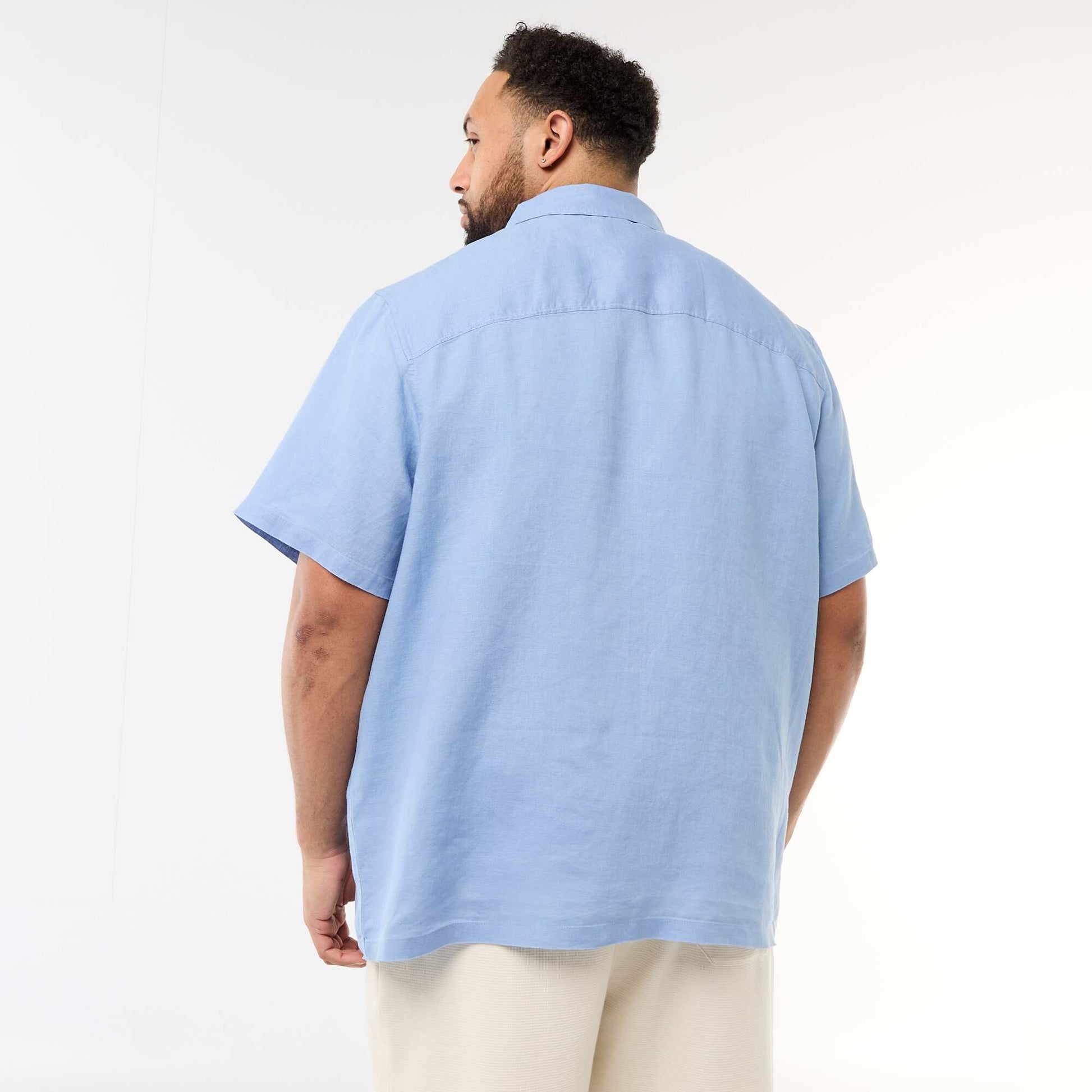 ტილო მოკლემკლავიანი პერანგი ლურჯი