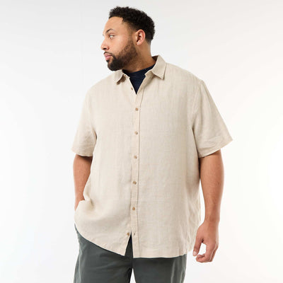 Linen Short-Sleeve Shirt BEIGE