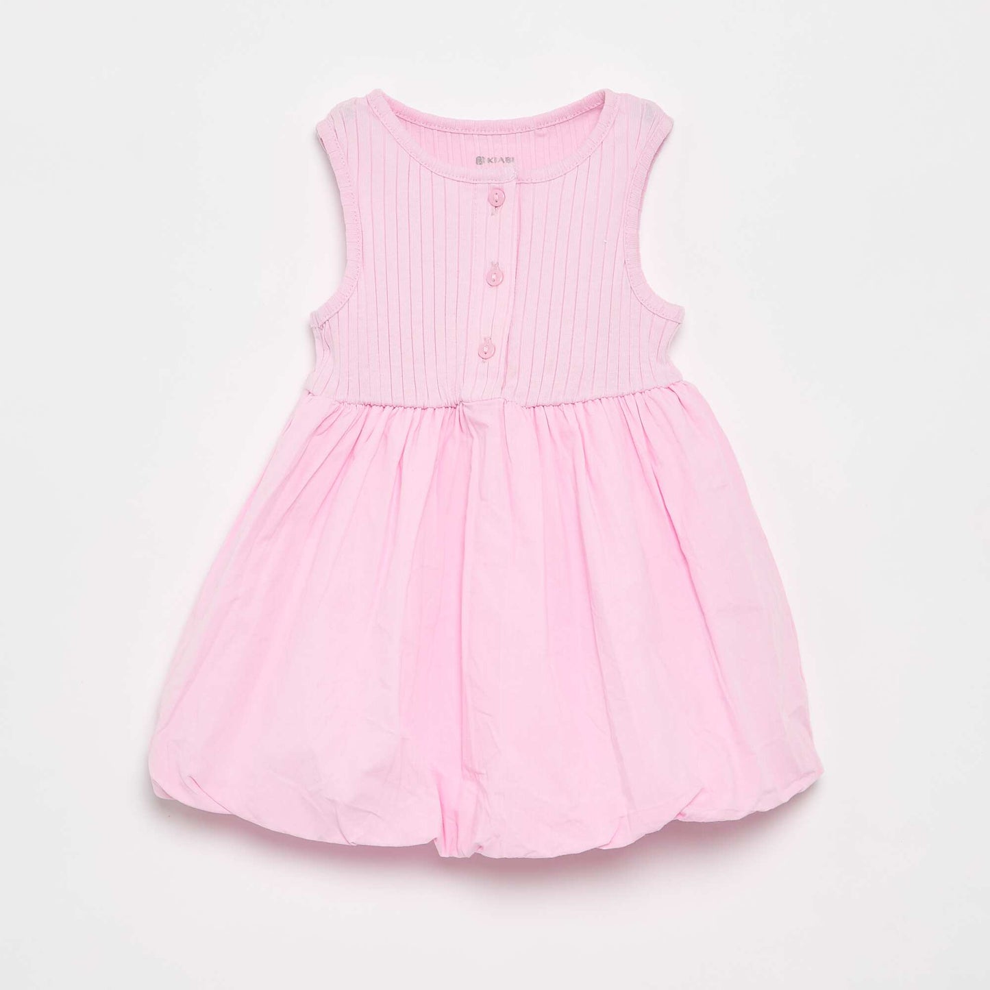 Sleeveless Mixed-Material Dress PINK