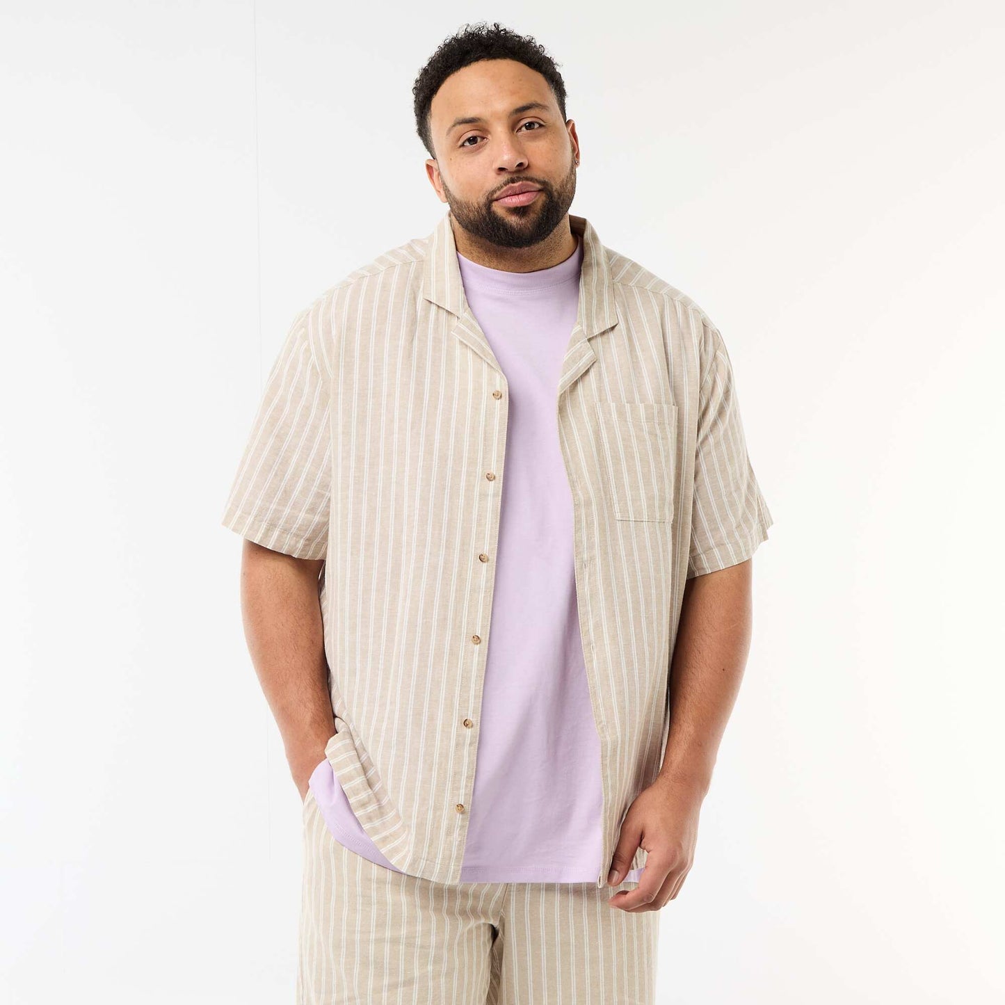 Linen Blend Shirt BEIGE